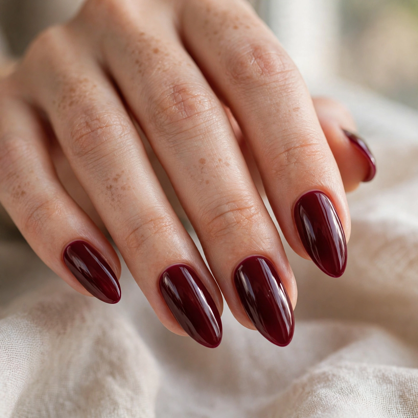 Burgundy almond nail designs for a rich sophisticated manicure