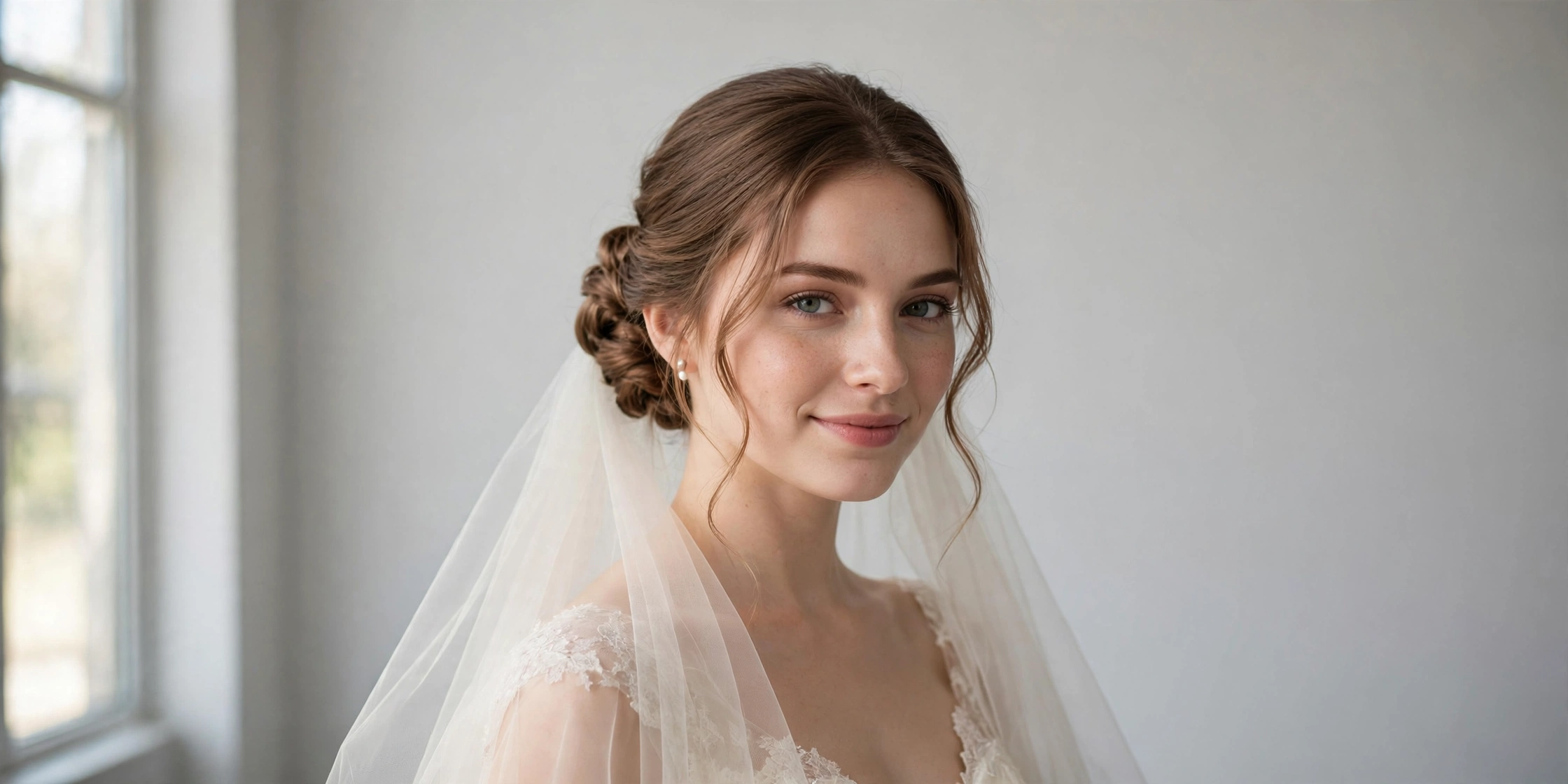 Bride with an elegant bridal hairstyle, one of the most stunning bridal hairstyle ideas for a wedding day look