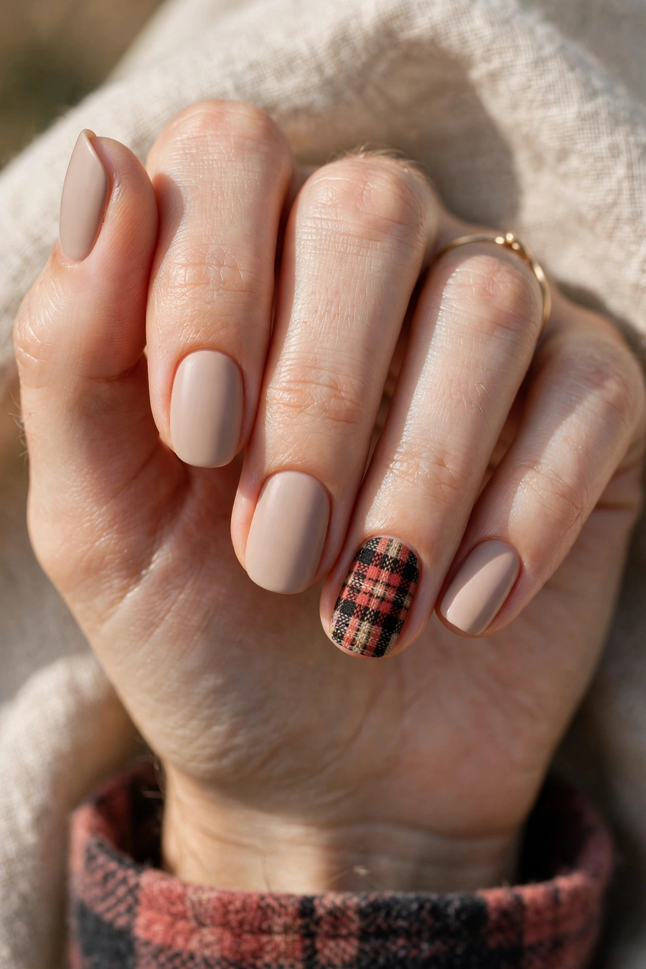 plaid flannel accent nails christmas nail designs