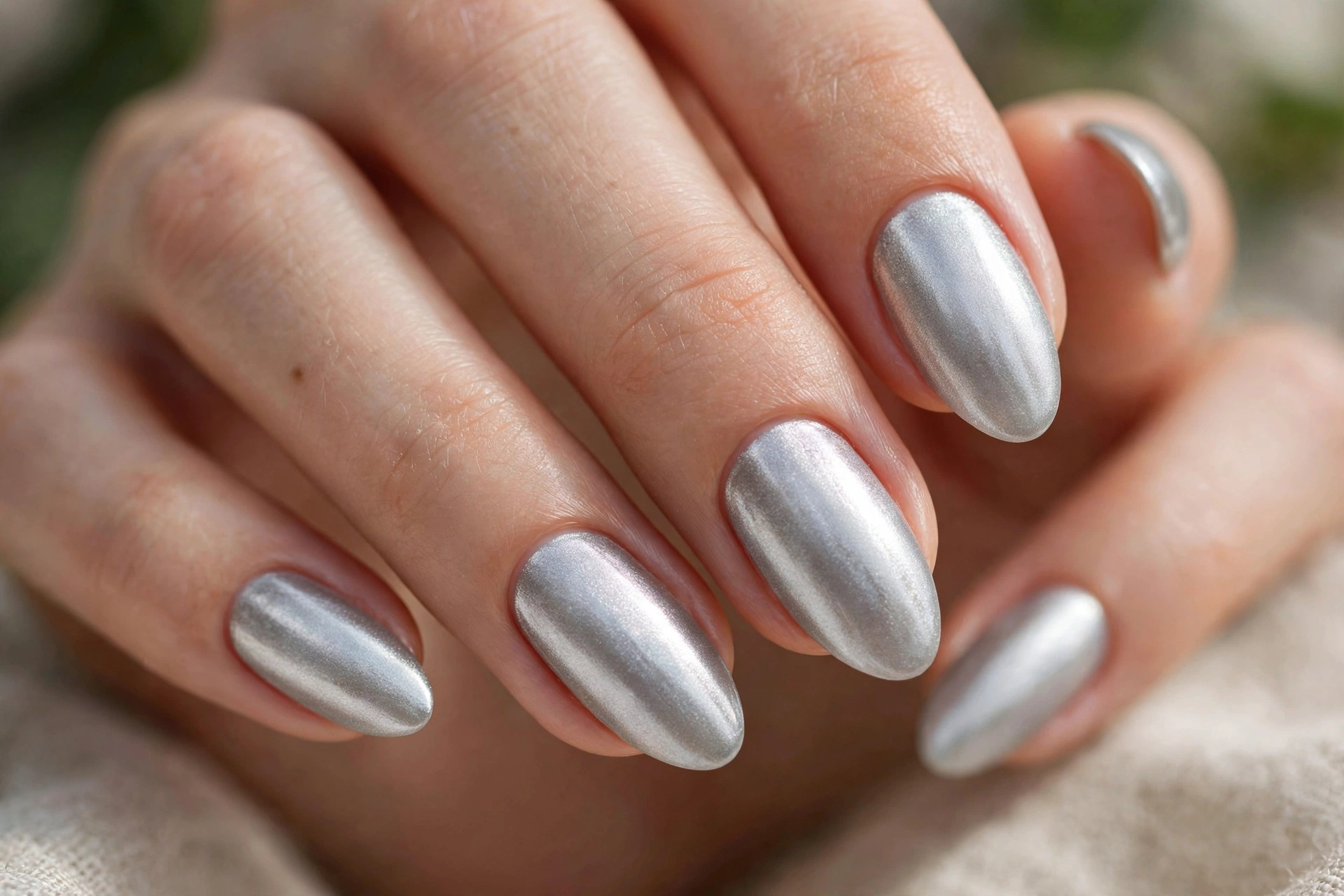 frosted silver chrome nails christmas nail designs