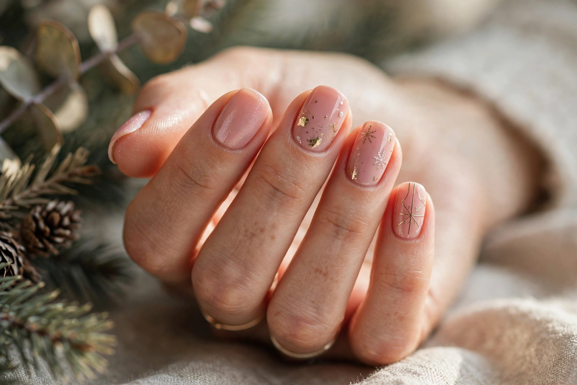 blush pink holiday nails christmas nail designs