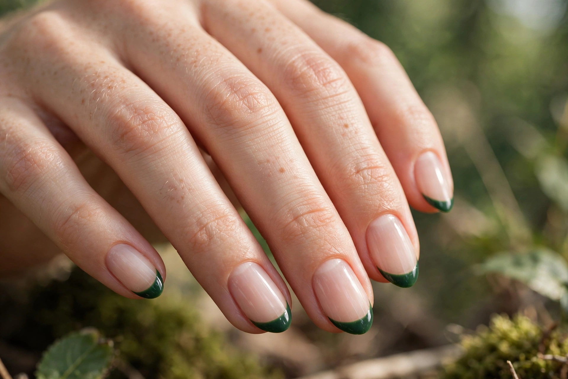 forest green micro french tips christmas nail designs
