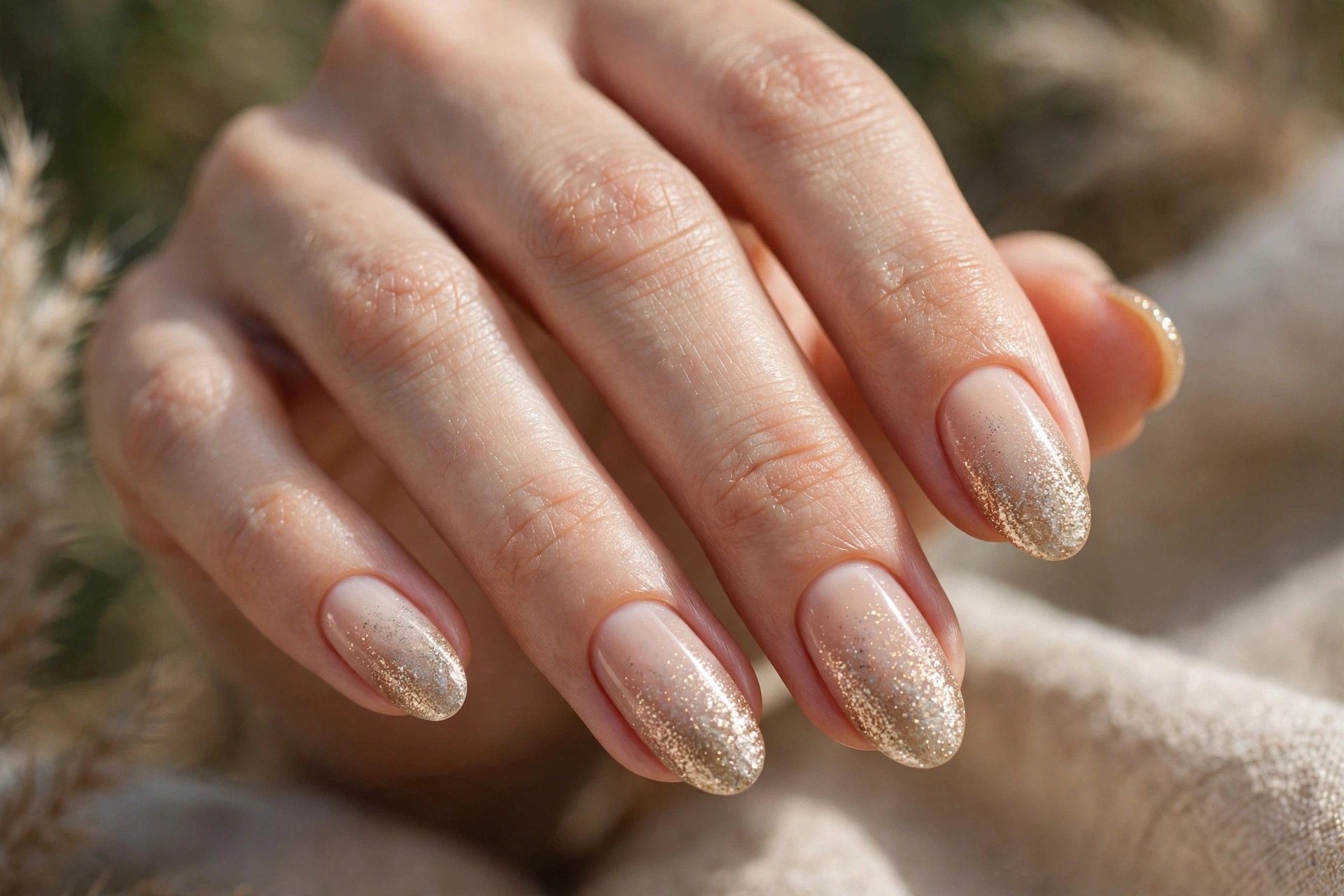 champagne glitter ombré nails christmas nail designs
