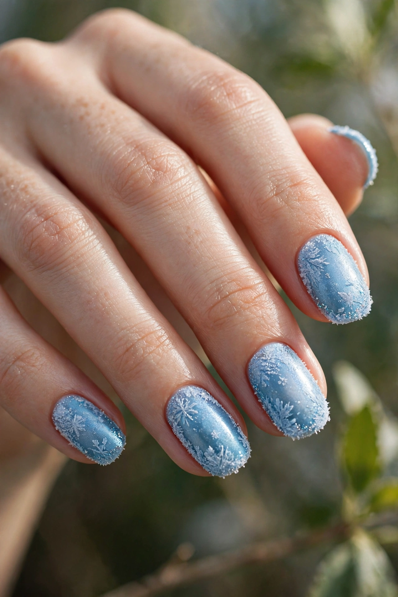icy blue frost nails christmas nail designs