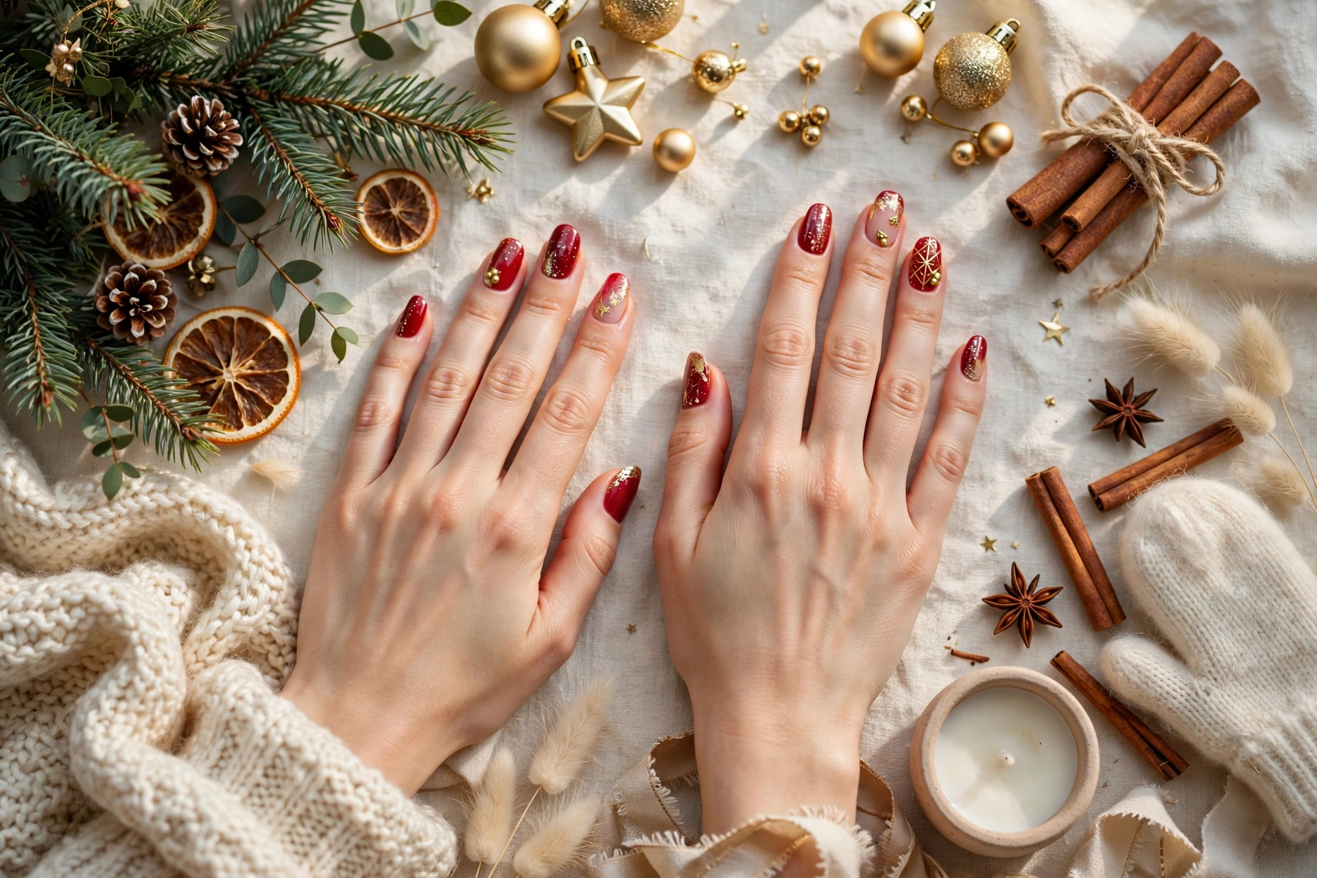 Festive christmas nail designs for a cozy holiday season look