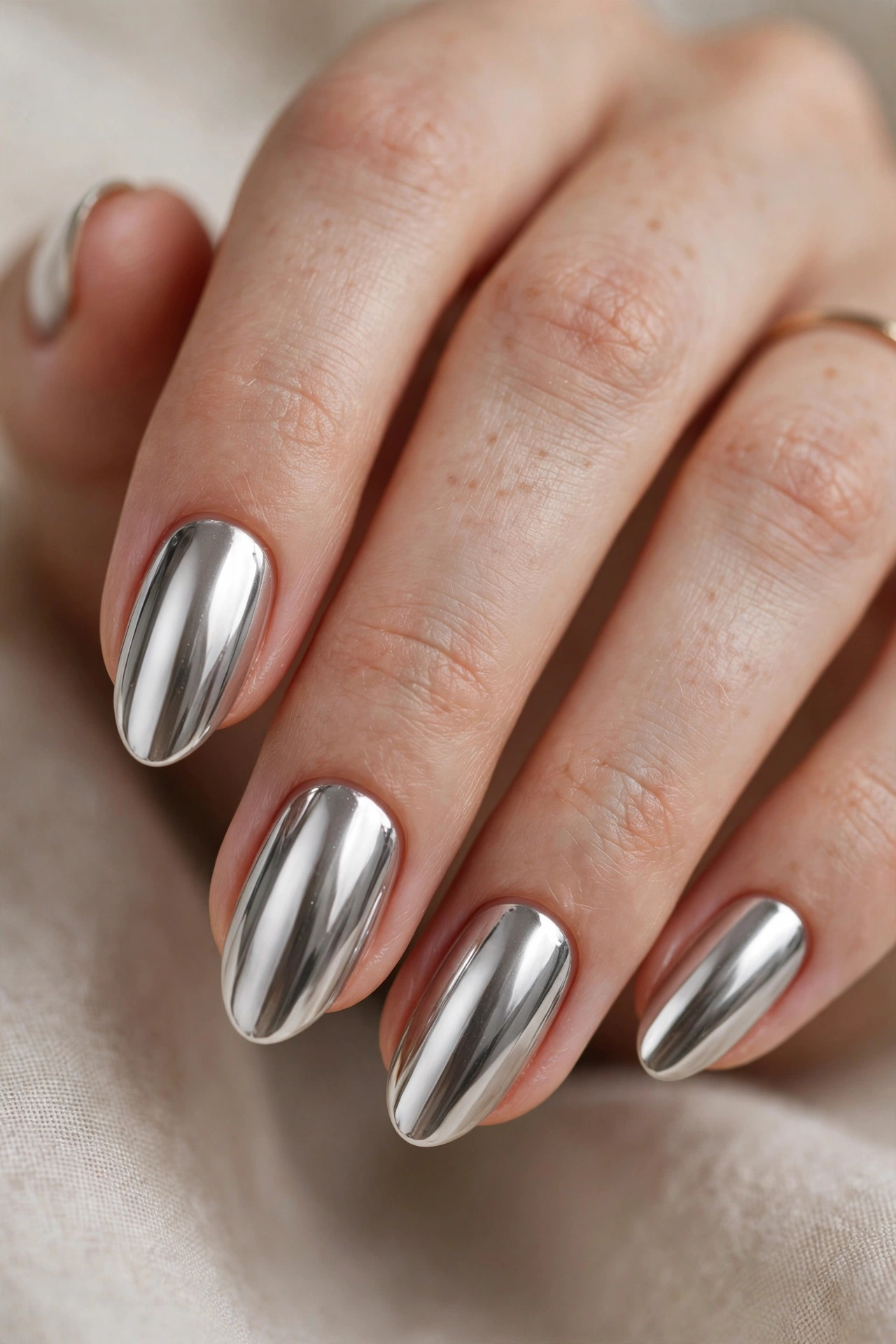 Classic silver chrome nail designs with a true mirror shine finish