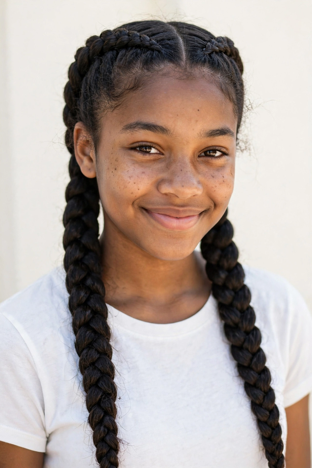Teen girl with double Dutch braids, one of the best school hairstyles