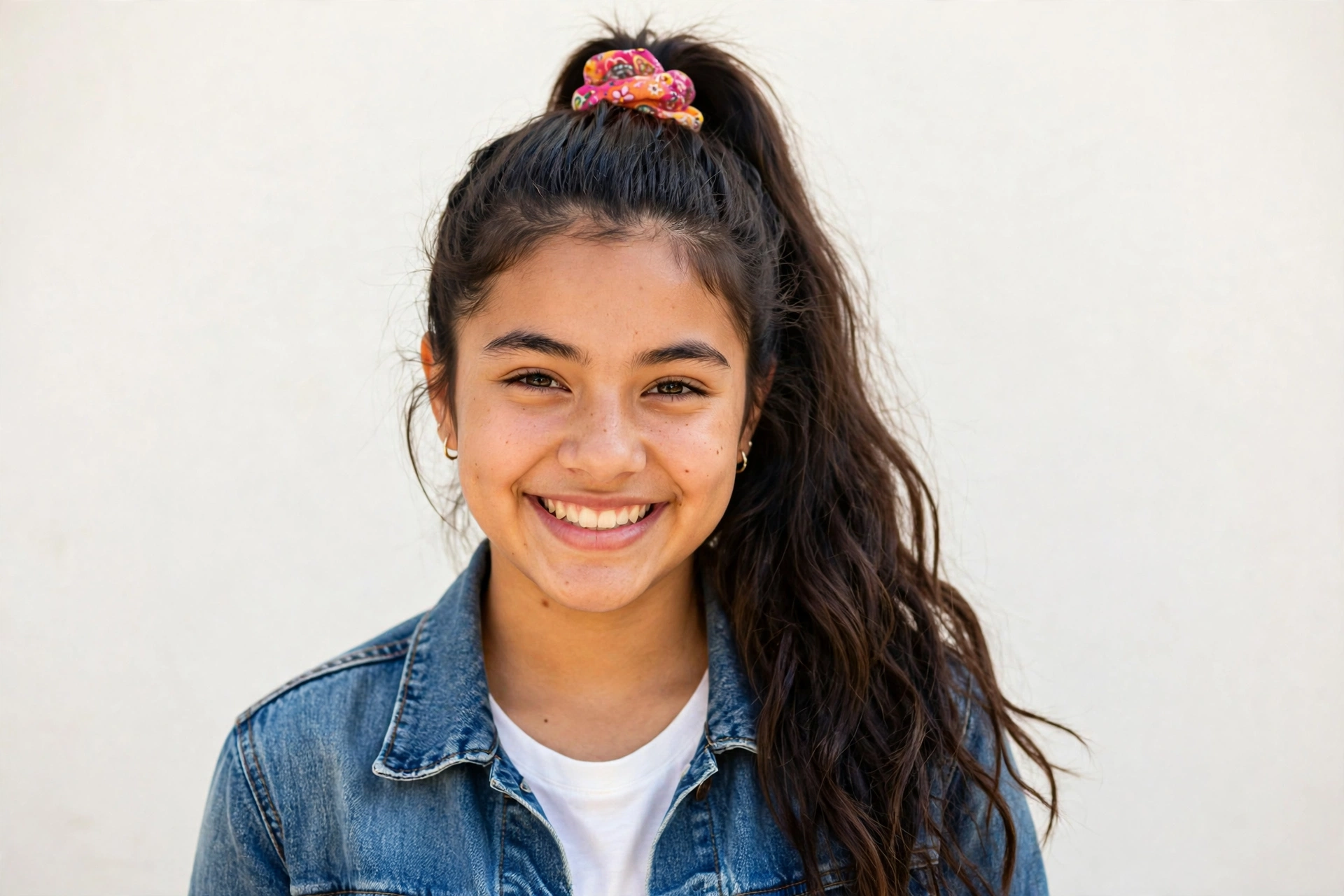Teen girl smiling with a cute easy school hairstyle, featuring school hairstyles for teen girls