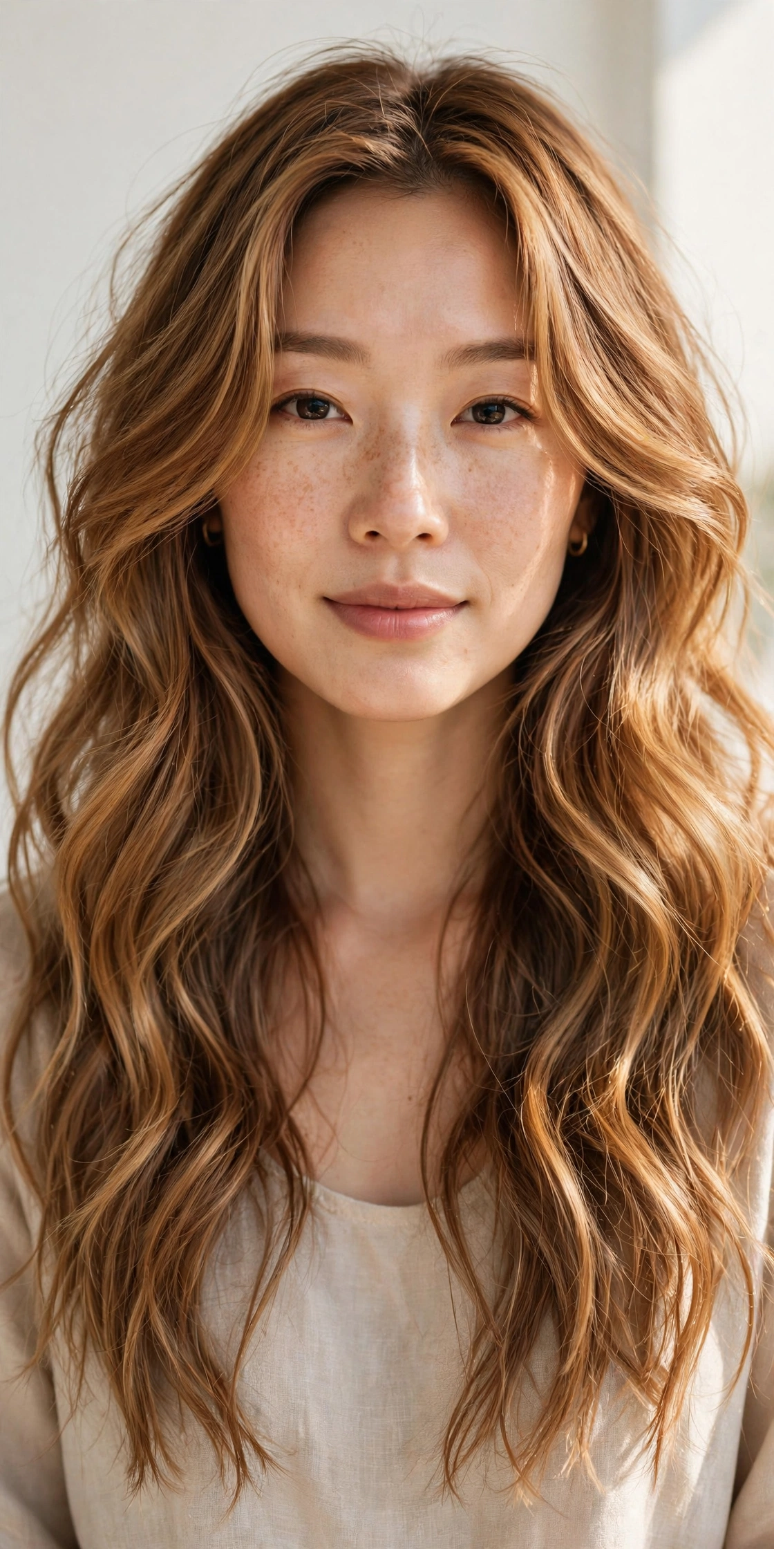 Woman with pumpkin-latte loose waves, one of the trendiest fall hairstyles for women