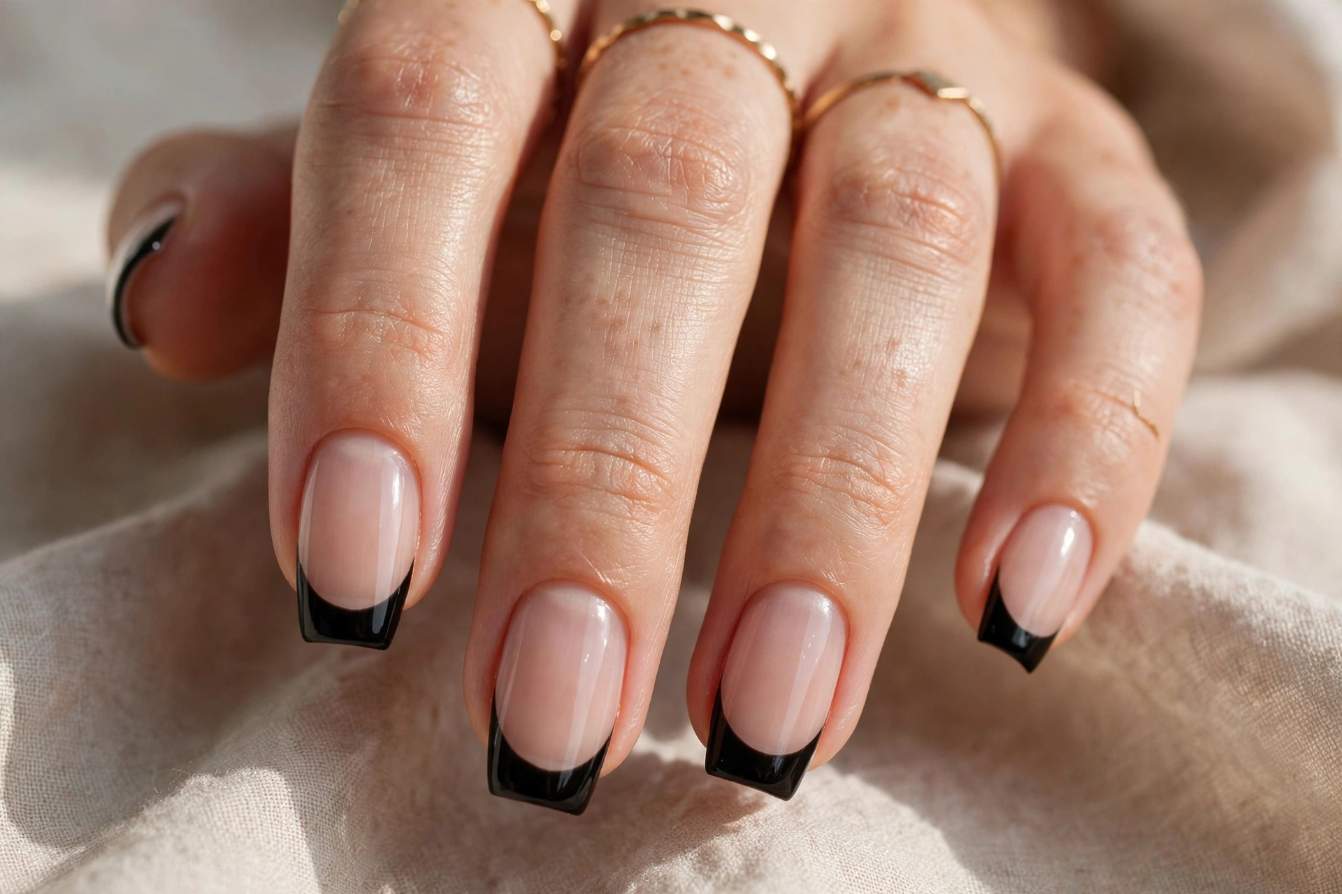 Black French tip nail designs for an edgy modern manicure