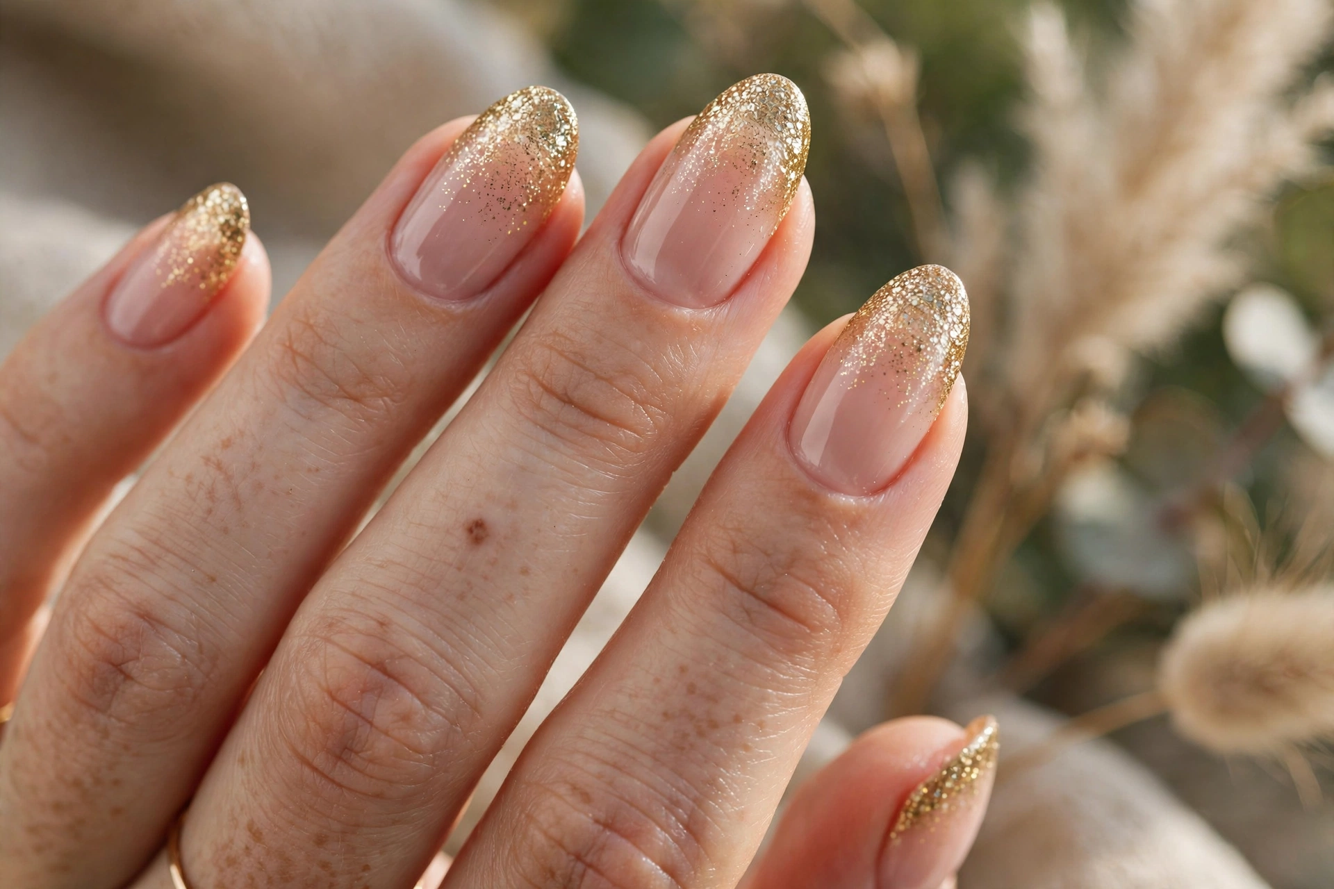 Glitter French tip nail designs with sparkling tip accents