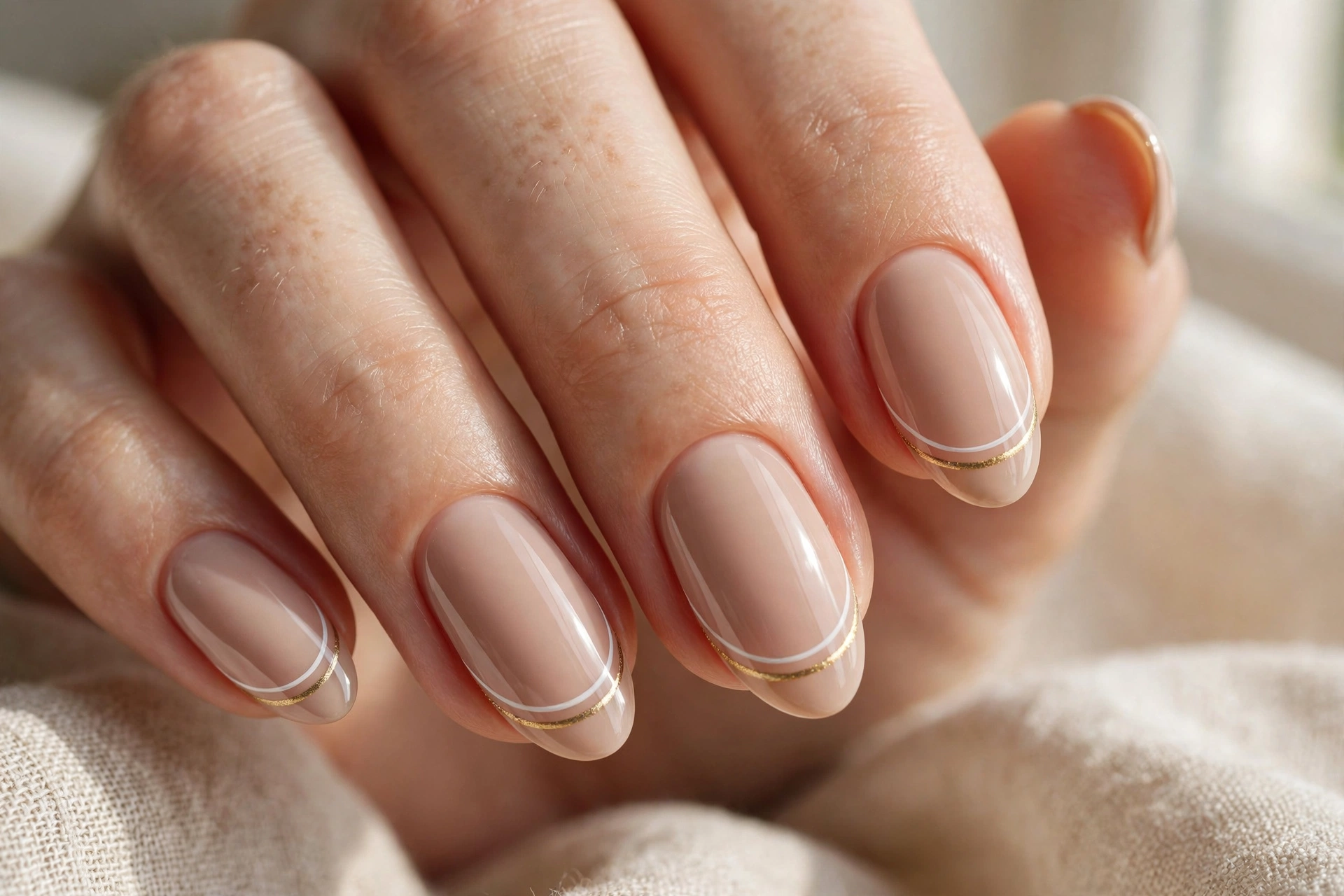 Double French line nail designs with two parallel tip lines