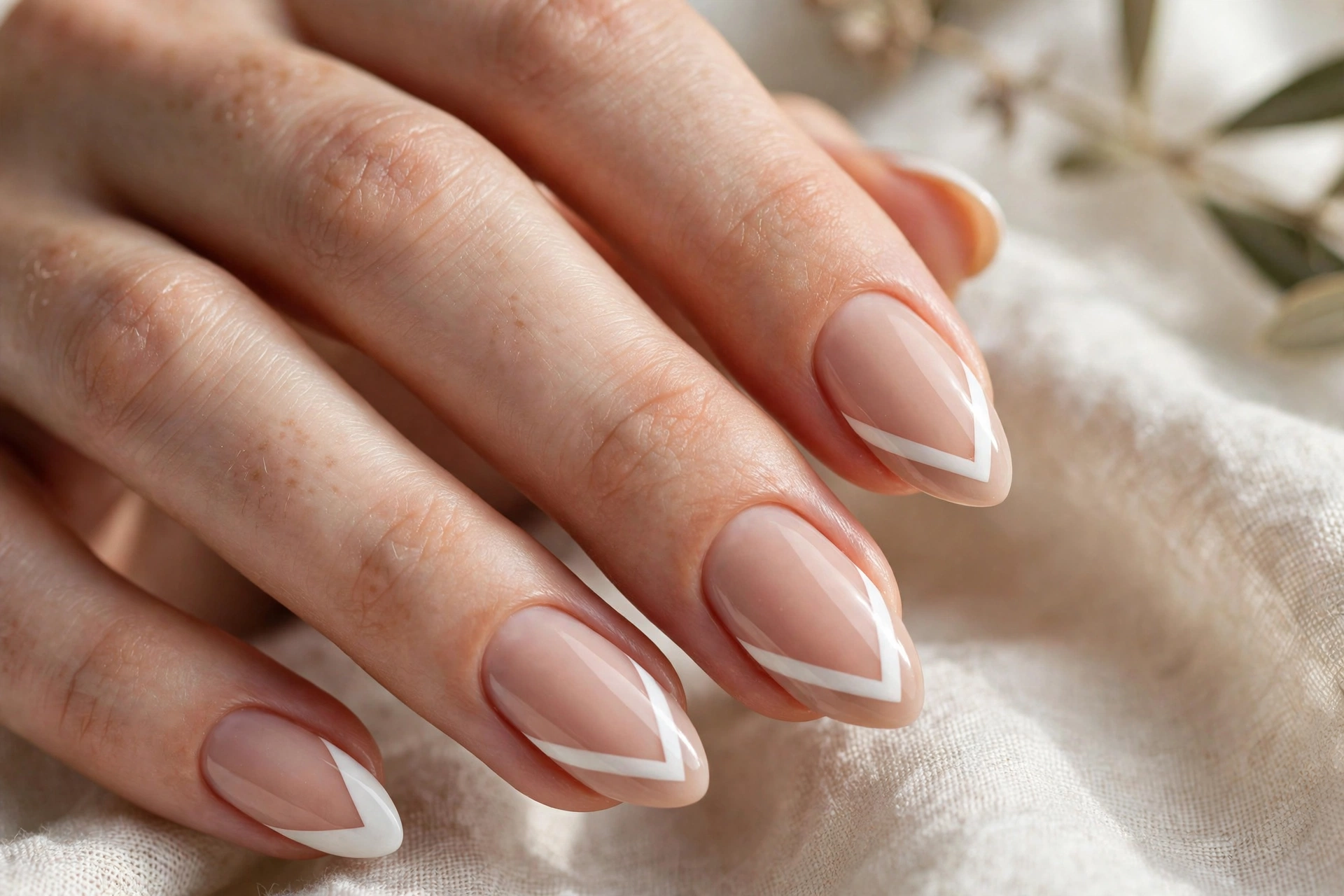 V-shaped French tip nail designs with a chevron tip line