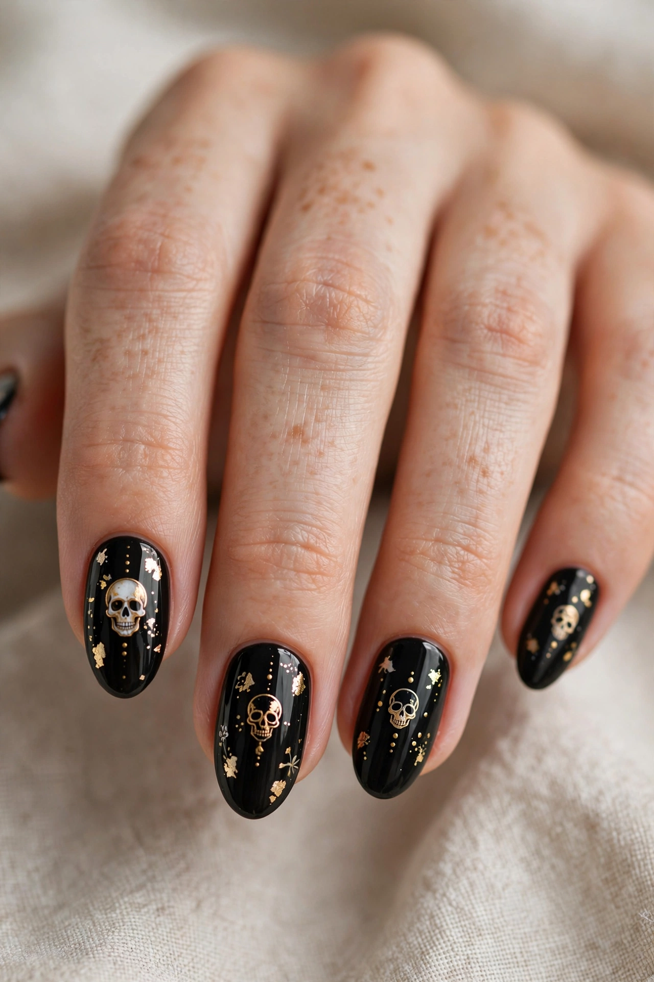 Skull halloween nail designs with stylish sugar skull art details
