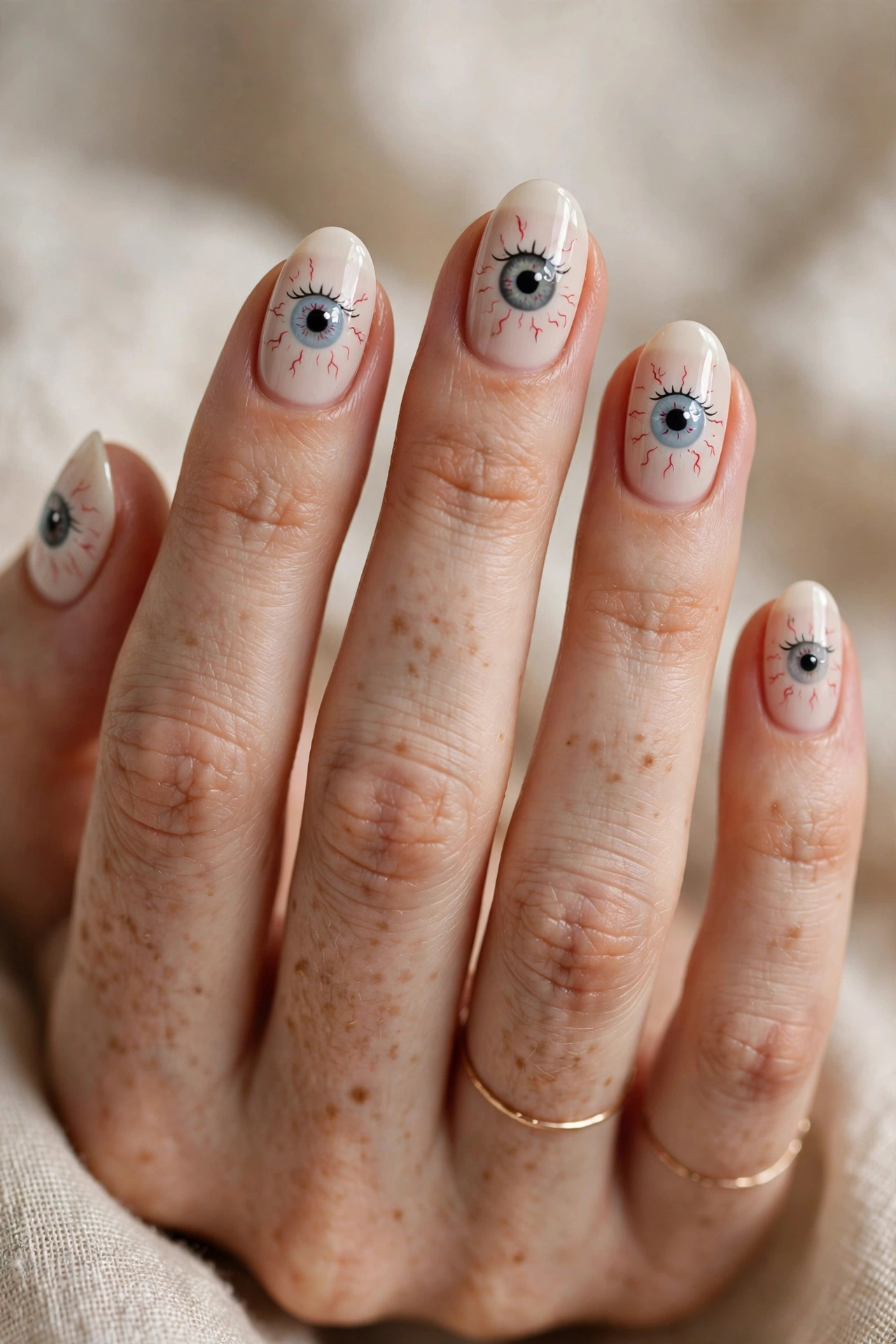 Eyeball halloween nail designs with creepy cute googly eye art