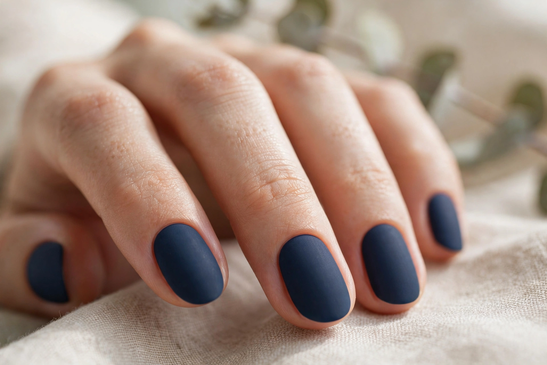 Matte navy blue nail designs sophisticated dark velvety manicure