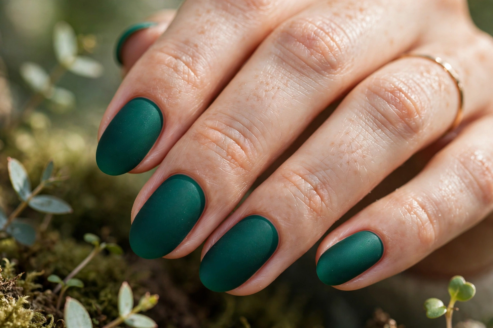 Matte emerald green nail designs jewel toned velvety finish
