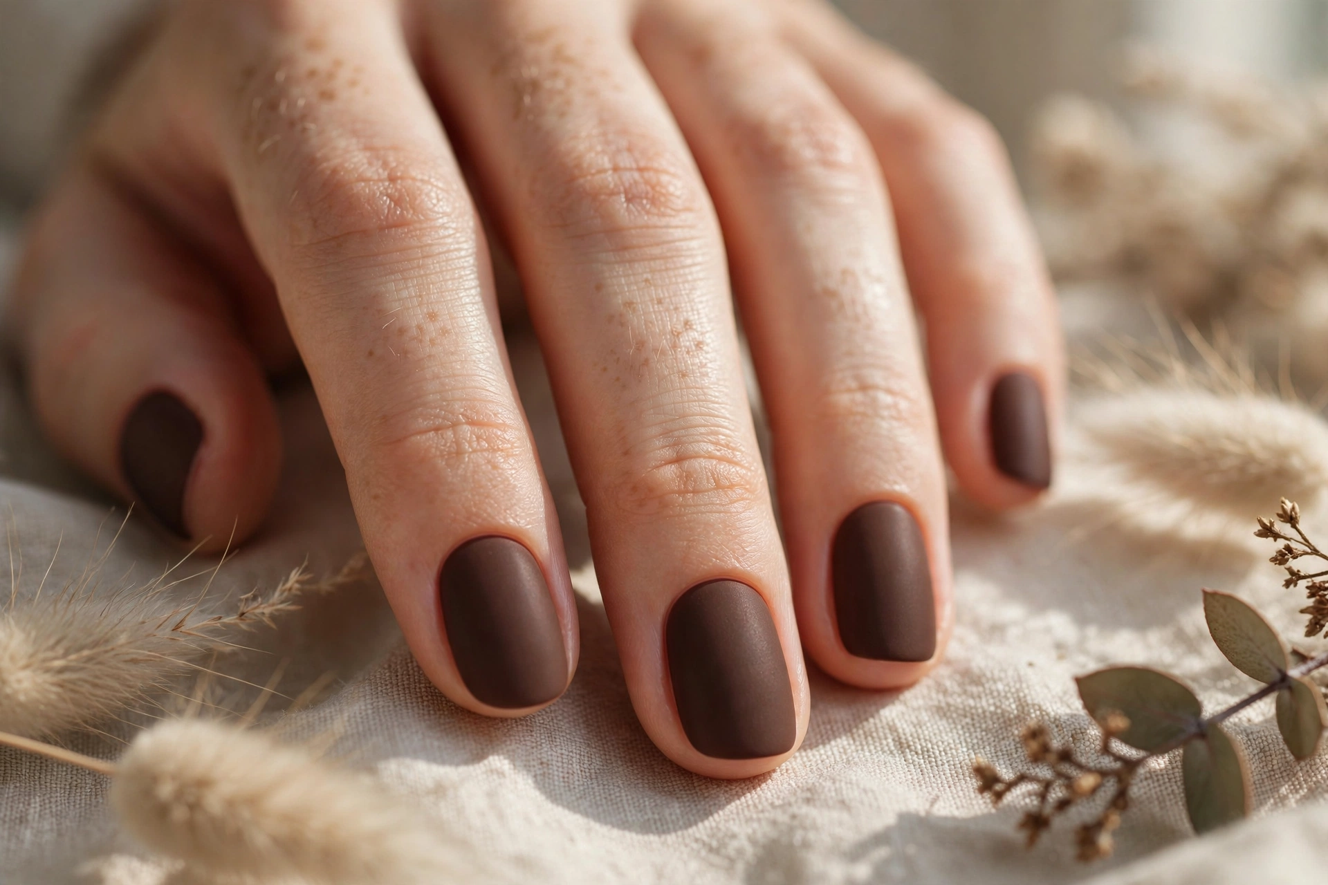 Matte chocolate brown nail designs warm rich velvety finish