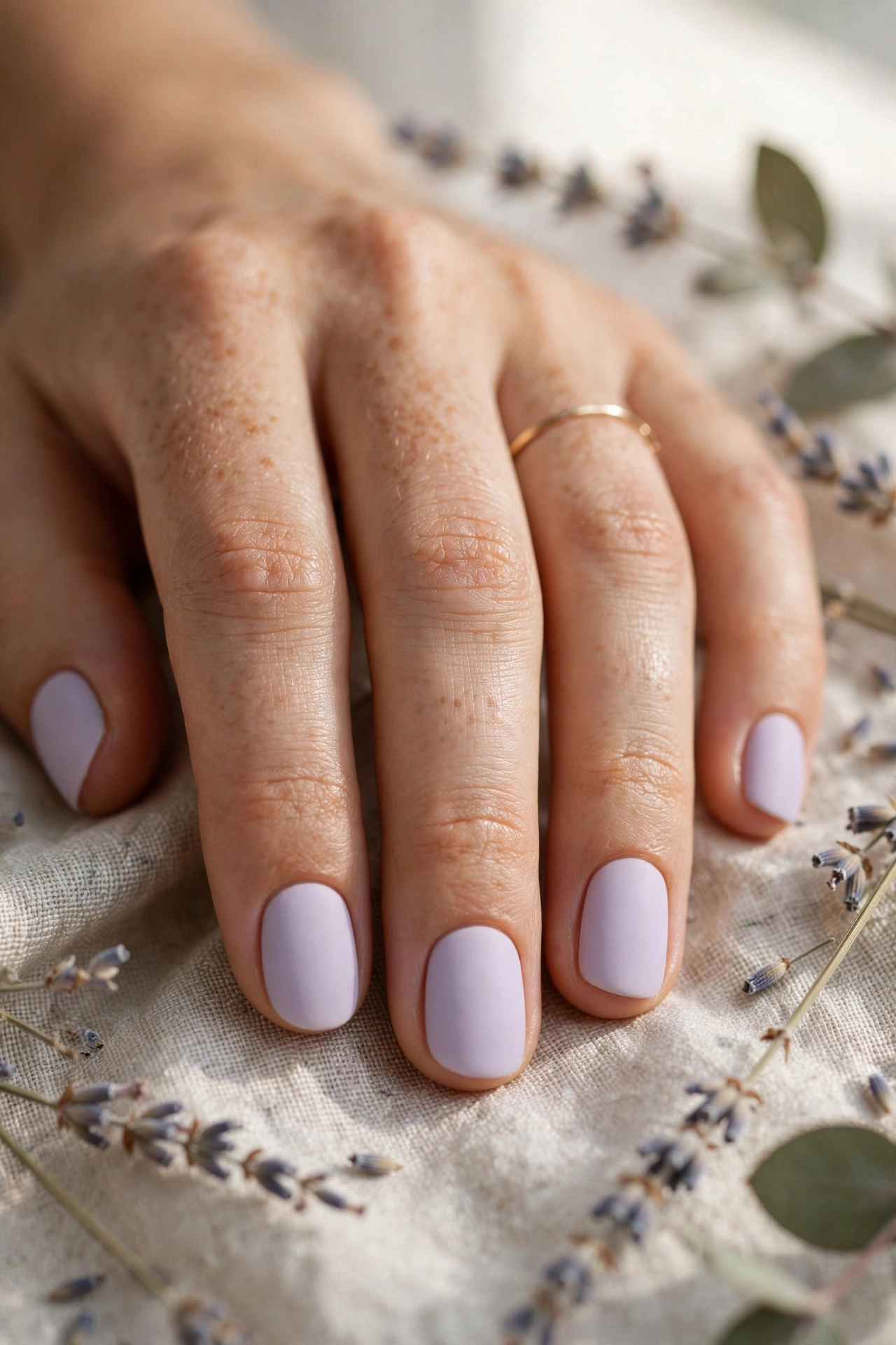 Matte pastel lavender nail designs soft purple velvety manicure