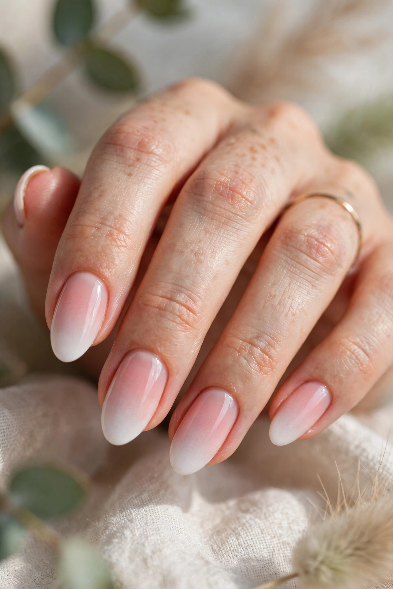 Pink and white baby boomer ombre nail designs soft gradient manicure