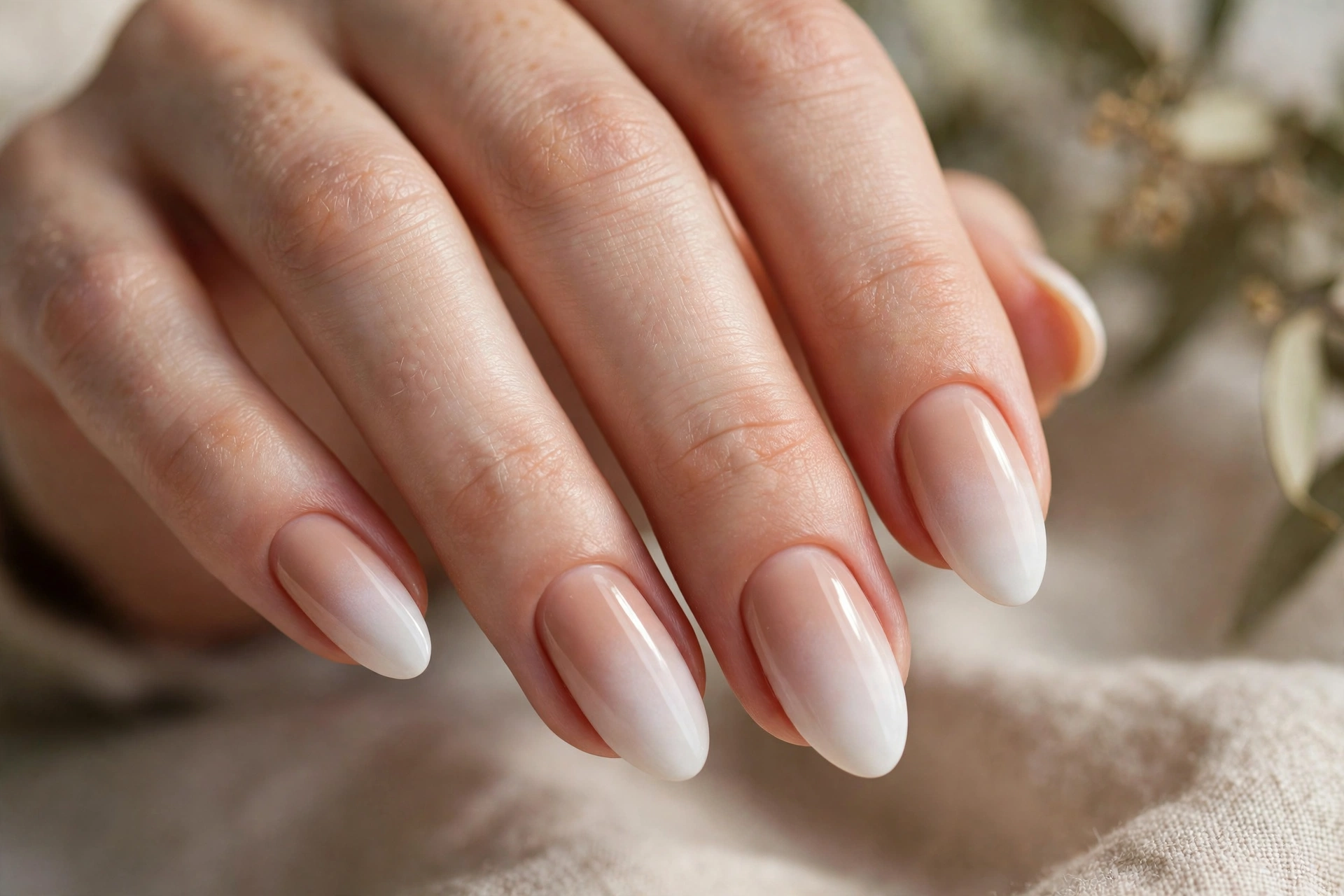 Nude to white ombre nail designs elegant natural gradient fade