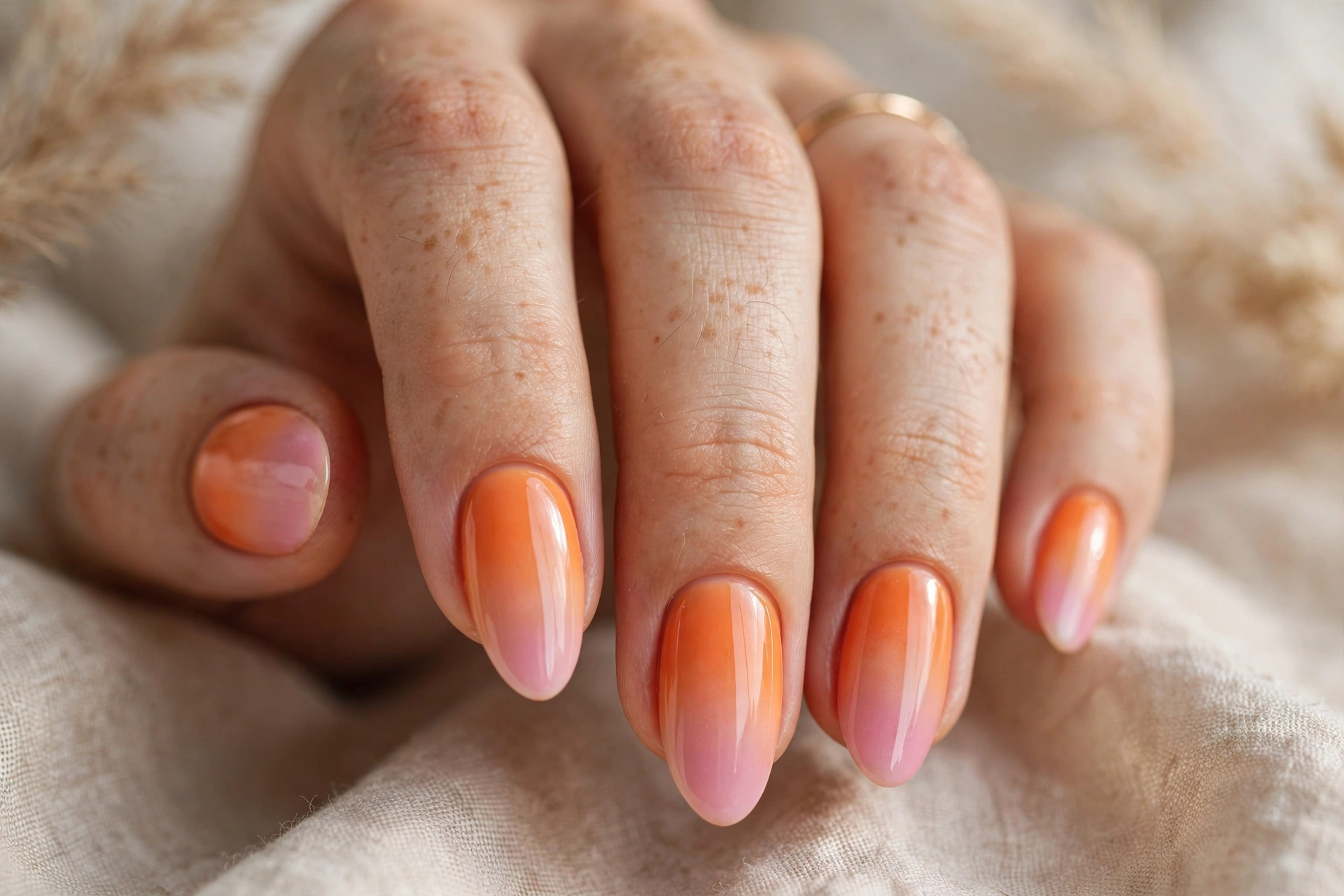 Sunset orange and pink ombre nail designs vibrant gradient blend