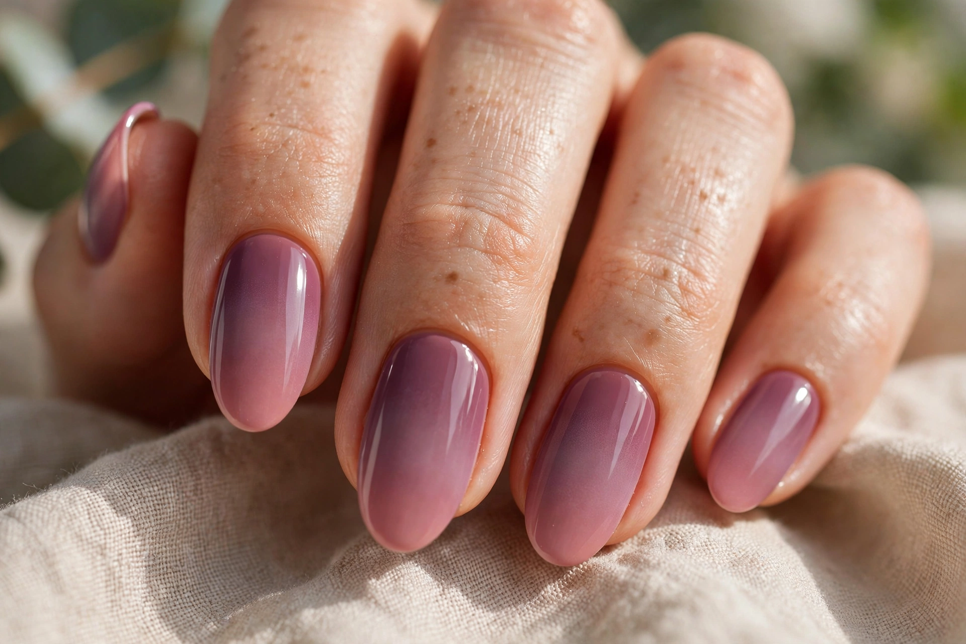 Mauve to dusty rose ombre nail designs romantic gradient