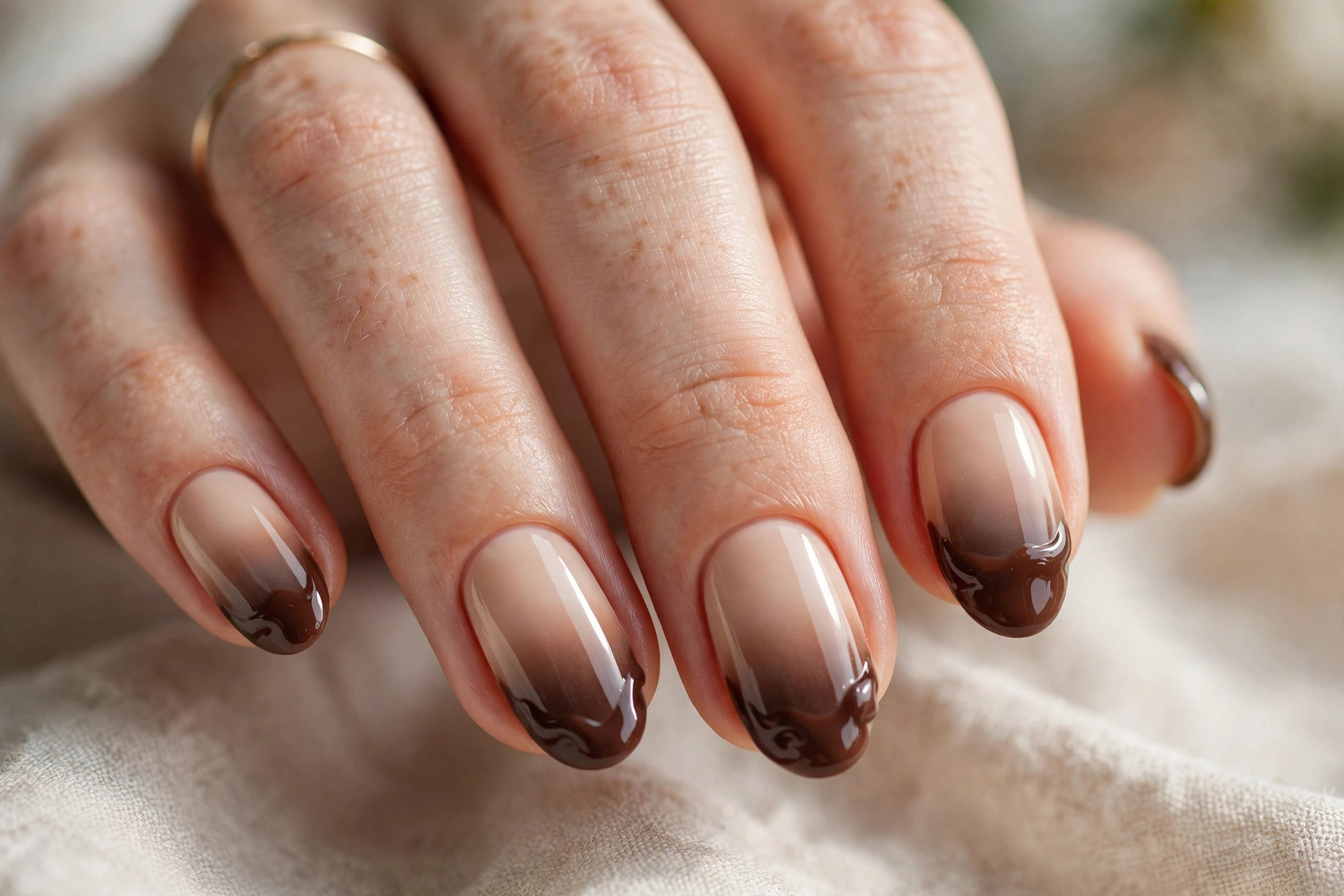 Beige to chocolate ombre nail designs neutral gradient melt
