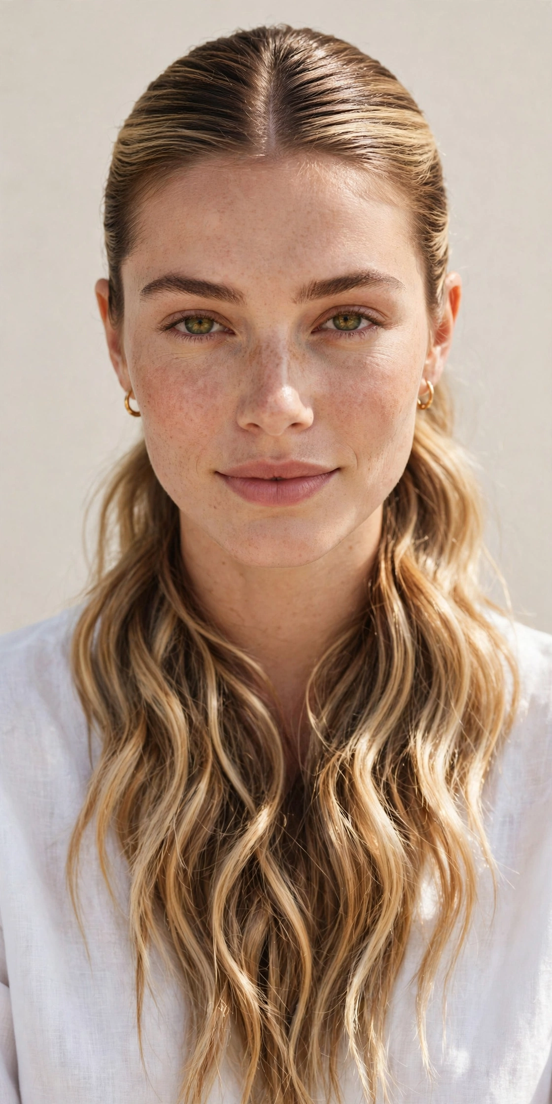 Textured wavy ponytail with beachy movement, a relaxed polished ponytail hairstyle idea