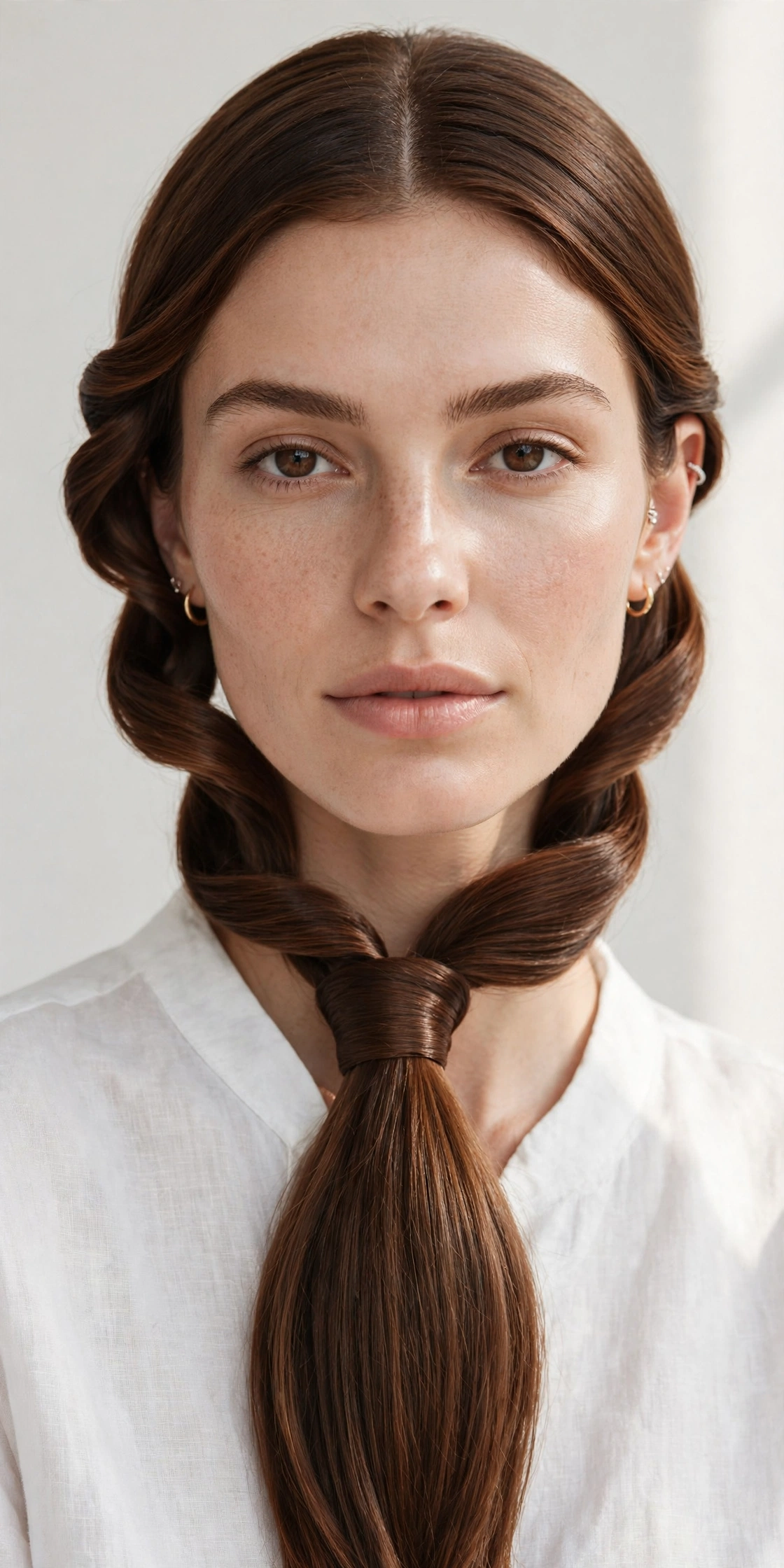Low ponytail with elegant twisted side sections, a refined ponytail hairstyle idea