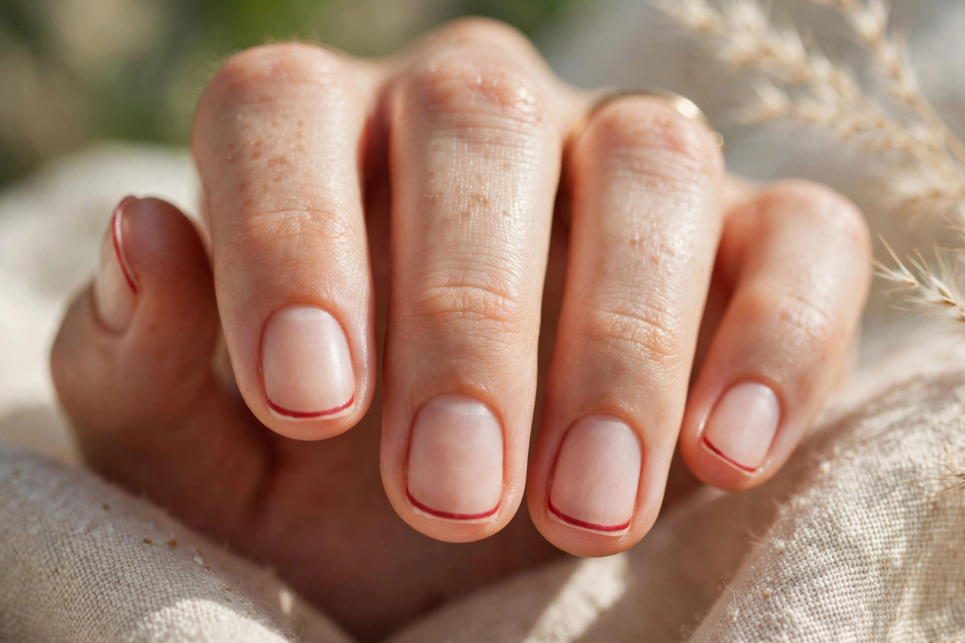 Micro red French tip nail designs delicate thin tips on short nails