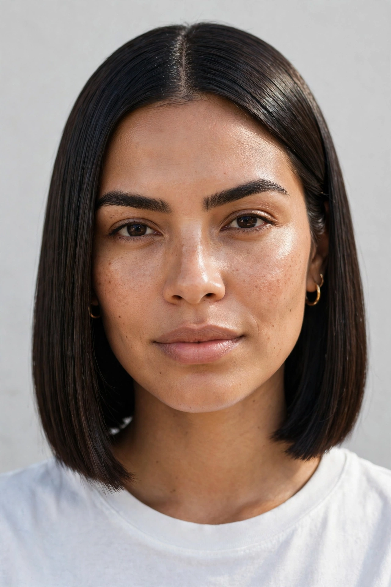 Woman with a blunt glass bob, one of the best short bob hairstyle ideas
