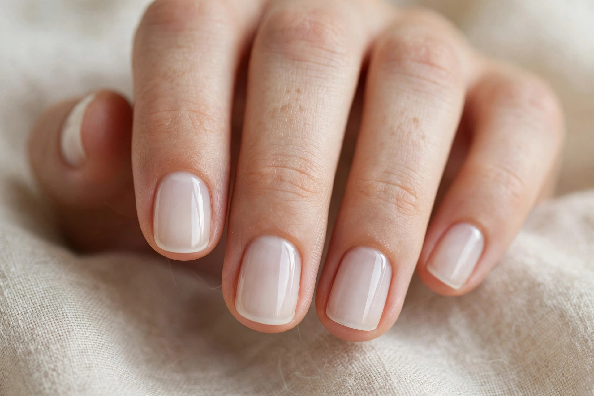 Milky white short nail designs for a clean fresh look