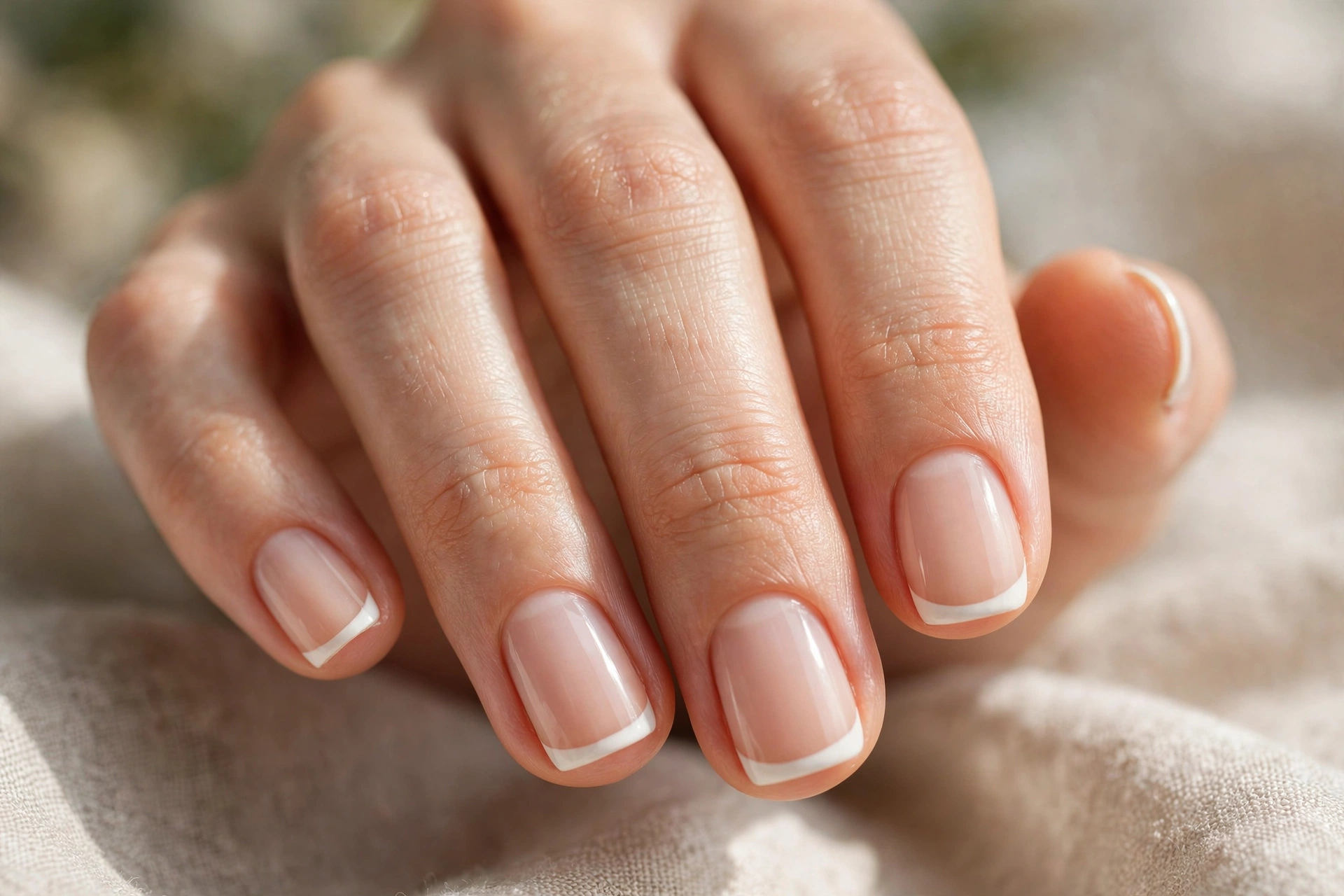 French tip short nail designs with classic white tips on short nails