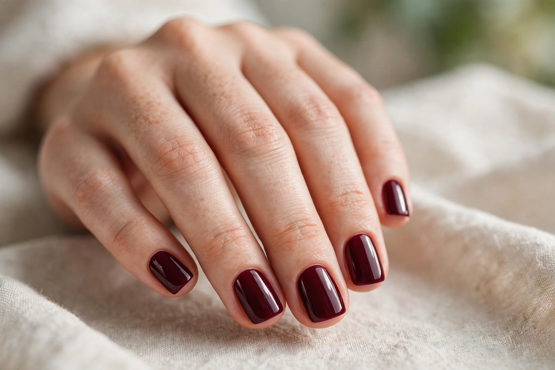 Deep burgundy short nail designs for a rich elegant manicure