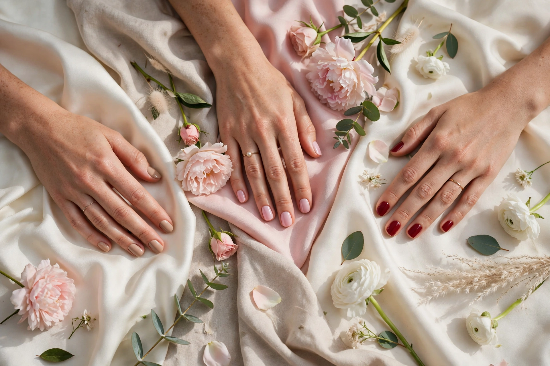 Chic short nail designs for everyday elegance in nude, pink and classic shades