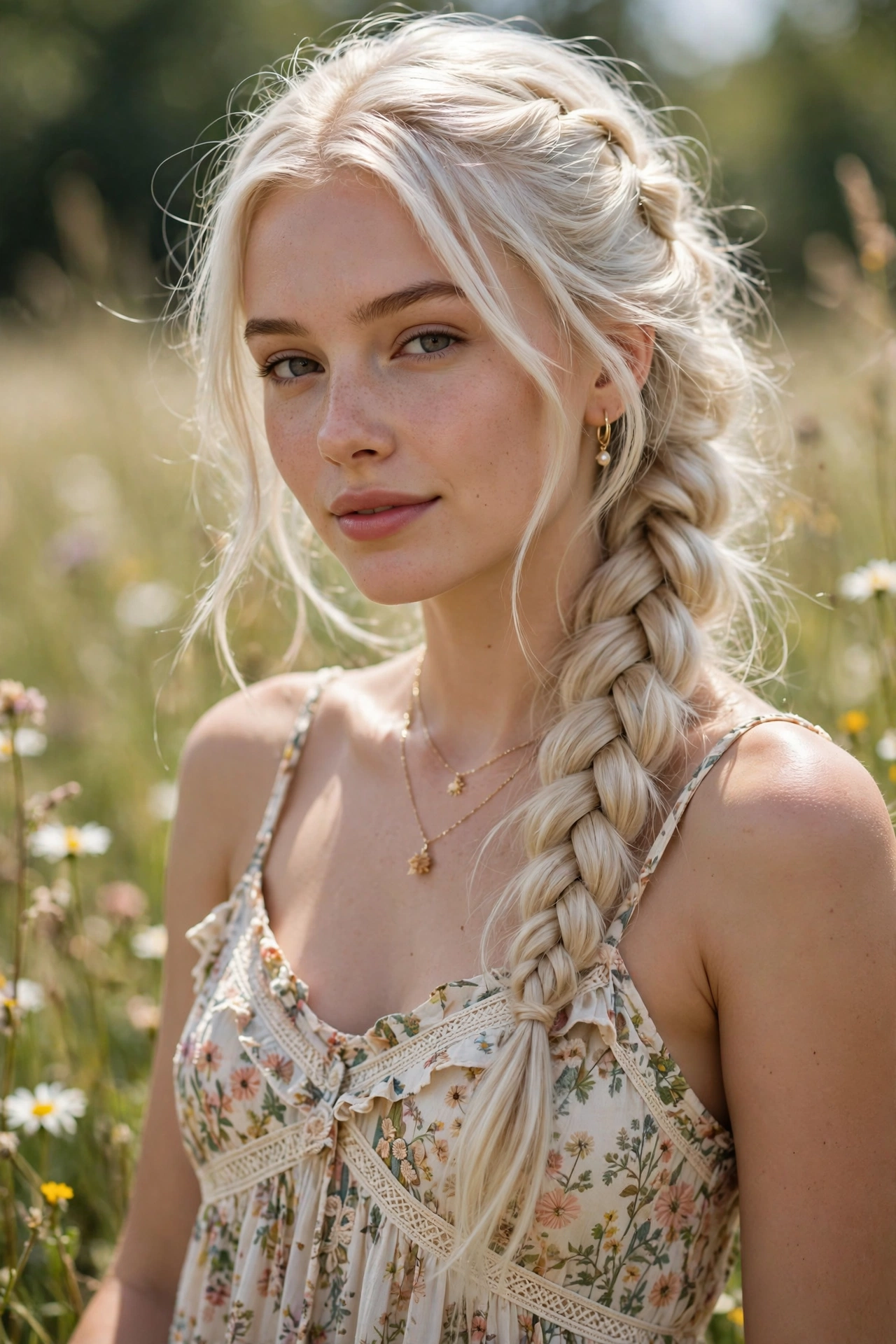 Woman with a side fishtail braid, a boho summer hairstyle