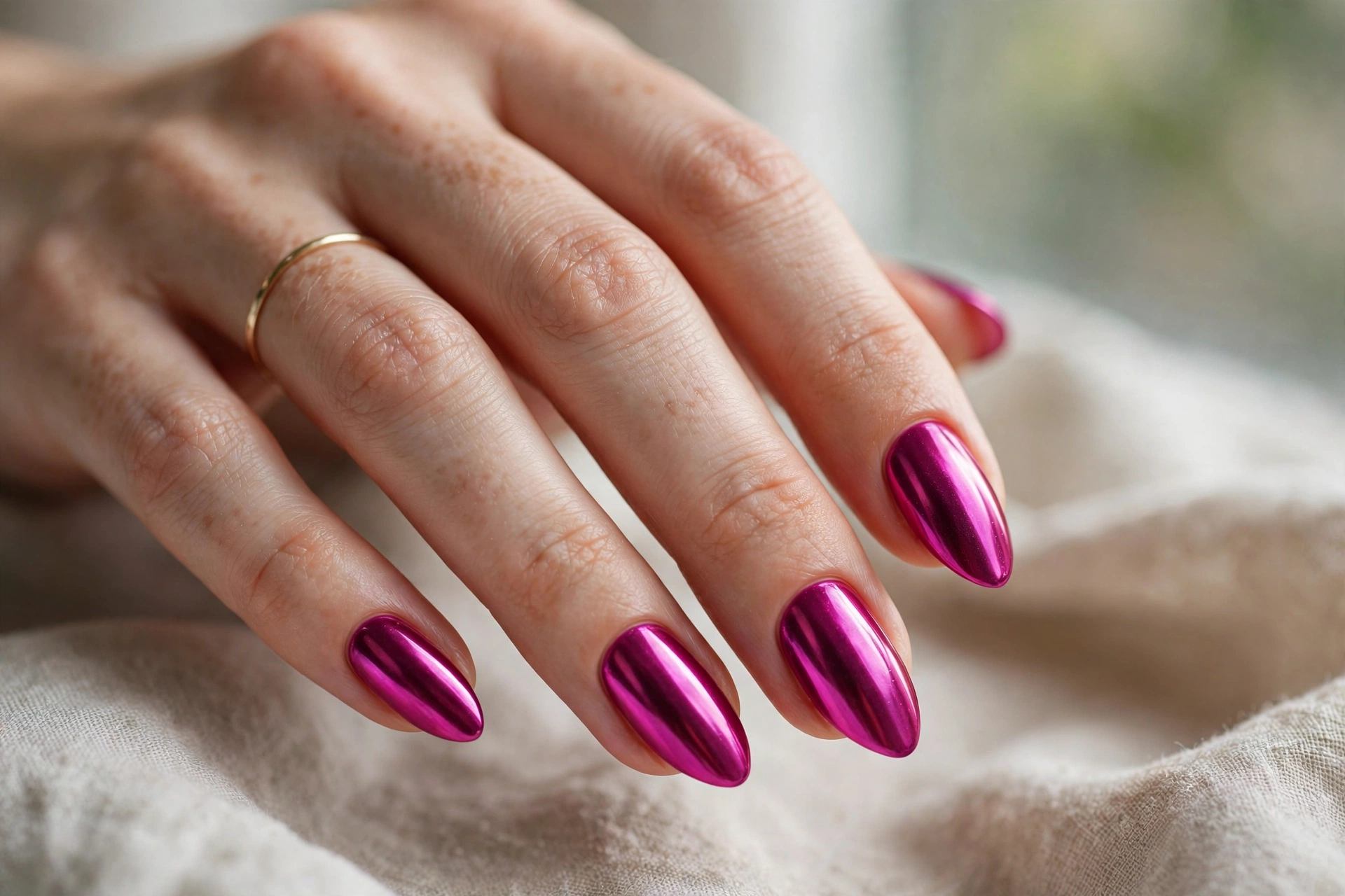 fuchsia chrome nails summer nail designs