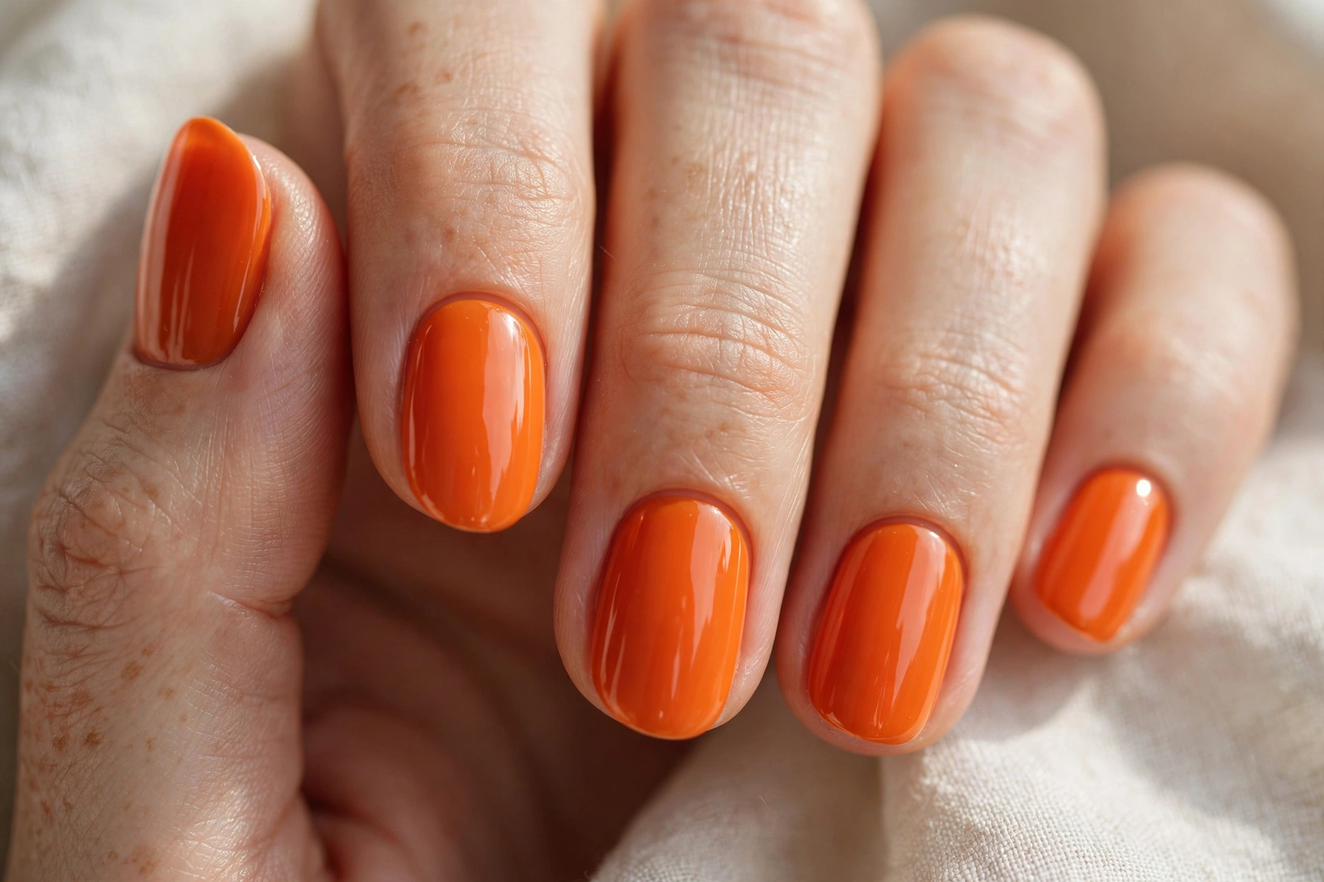 tangerine glossy nails summer nail designs