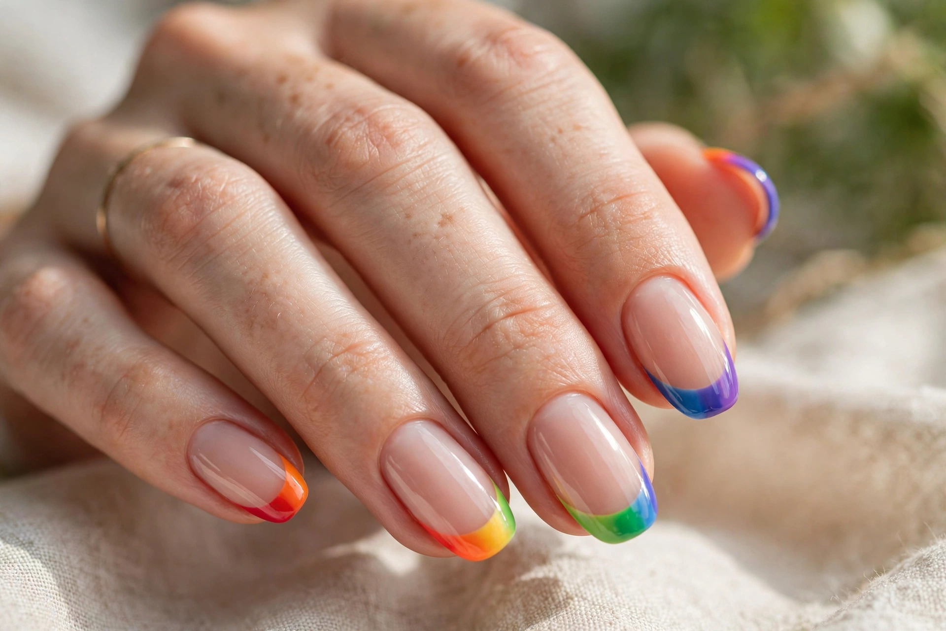 rainbow french tips summer nail designs
