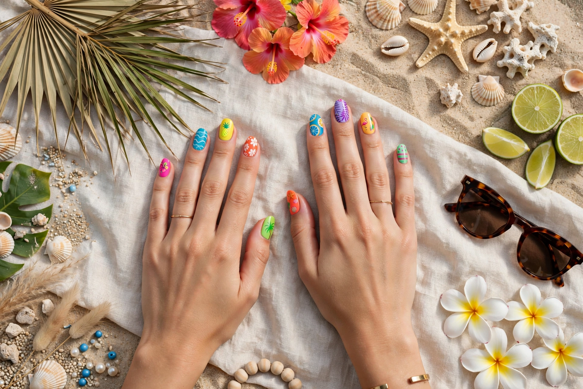 Bright summer nail designs with fun vibrant colors