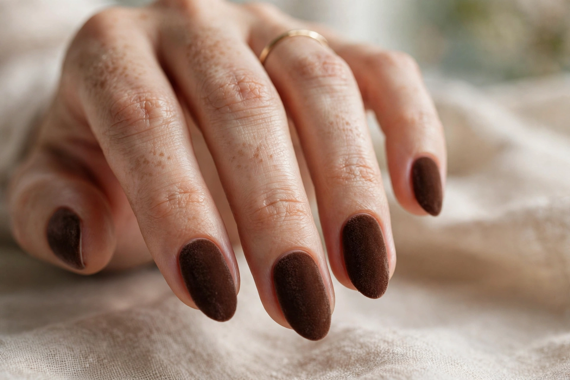 chocolate brown velvet nails thanksgiving nail designs