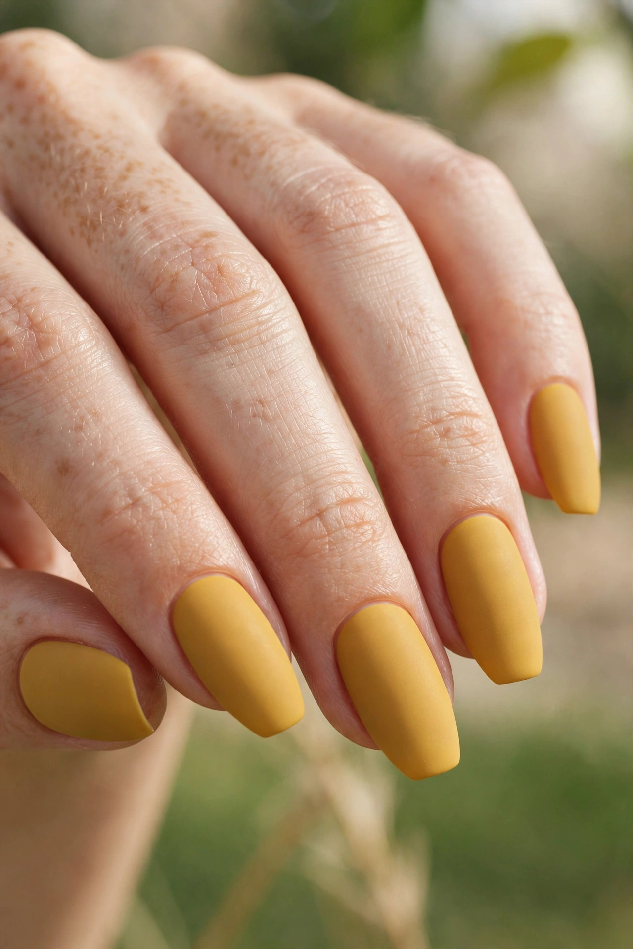 golden mustard matte nails thanksgiving nail designs