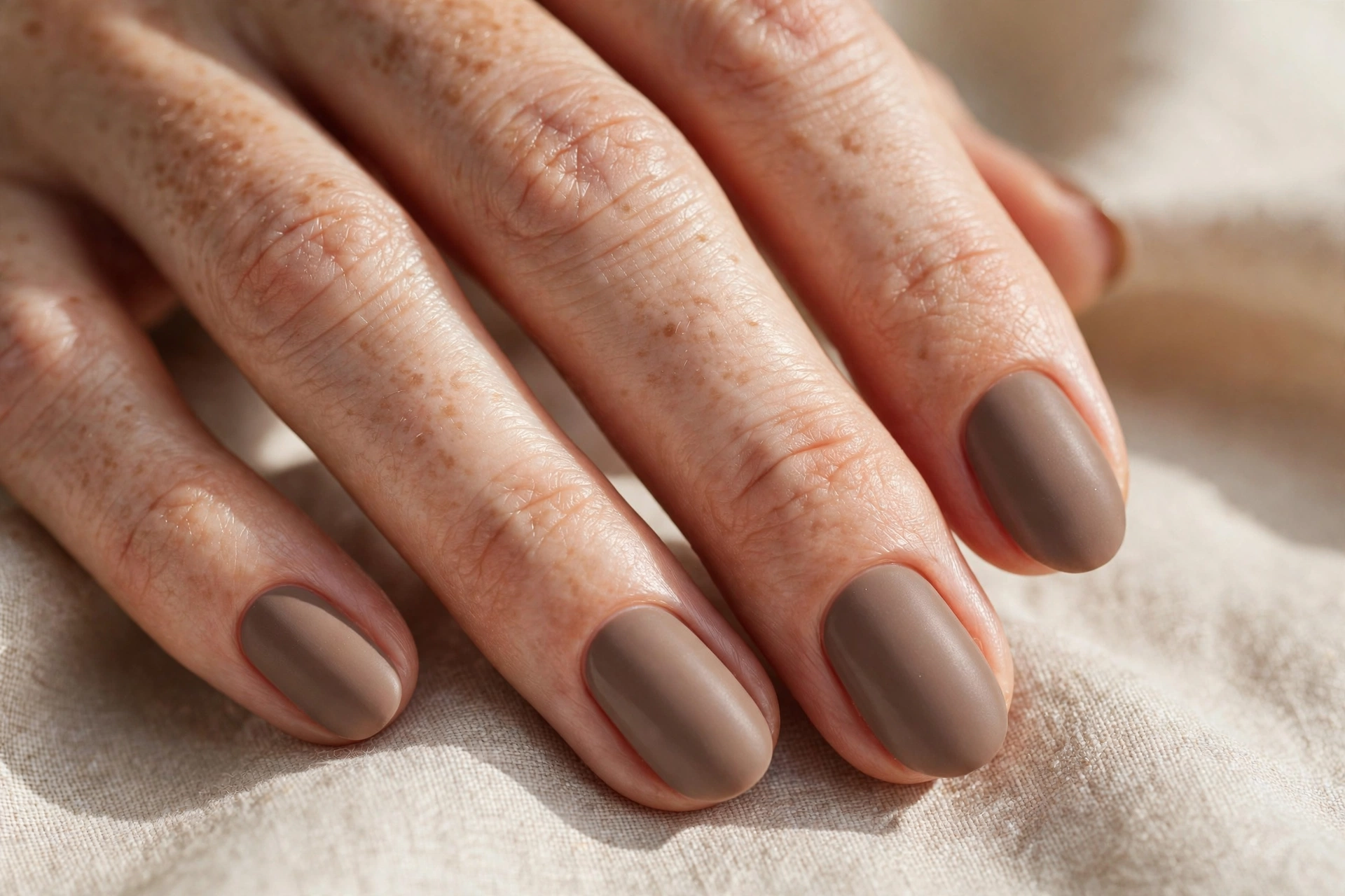 warm taupe satin nails thanksgiving nail designs
