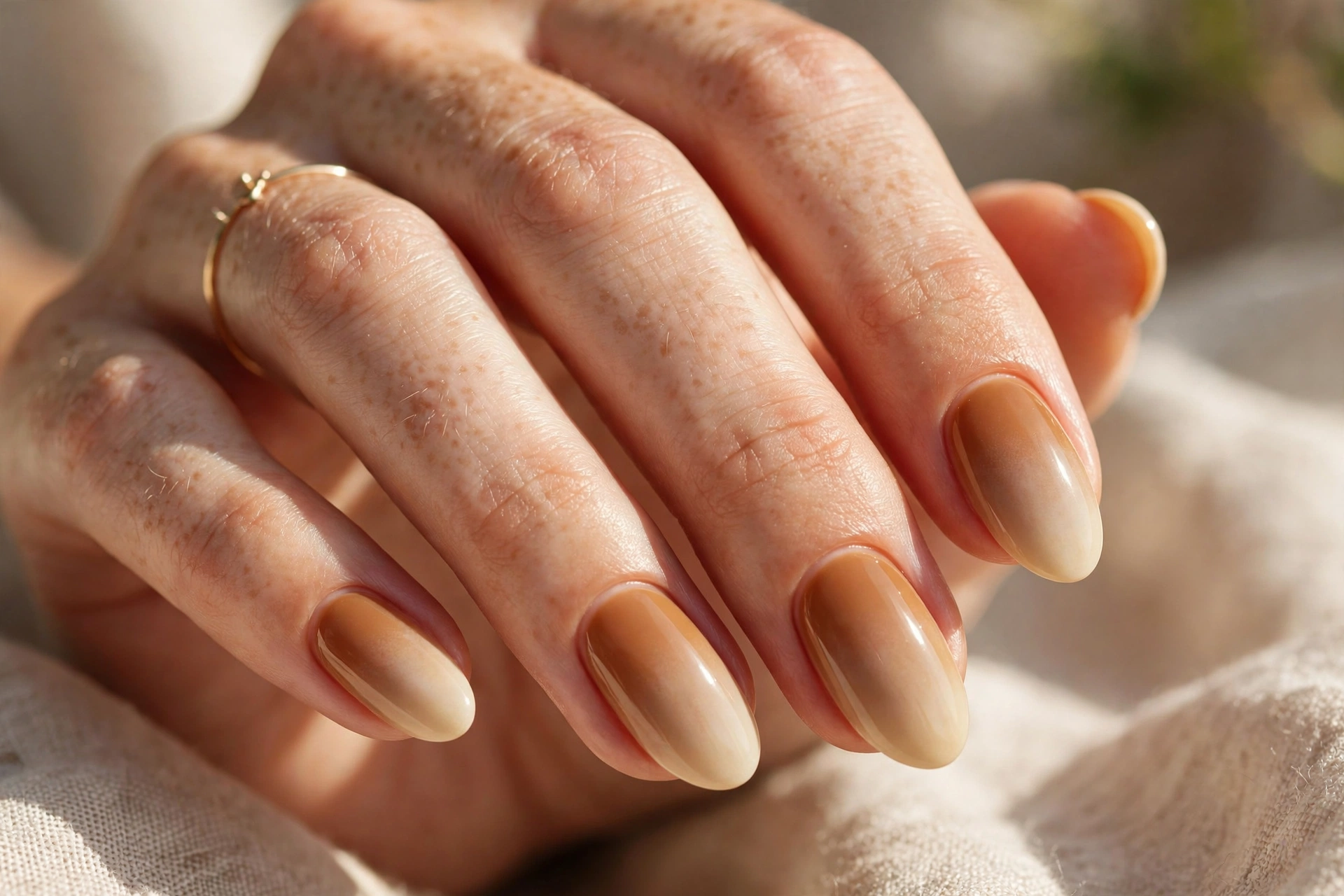 caramel latte ombré nails thanksgiving nail designs