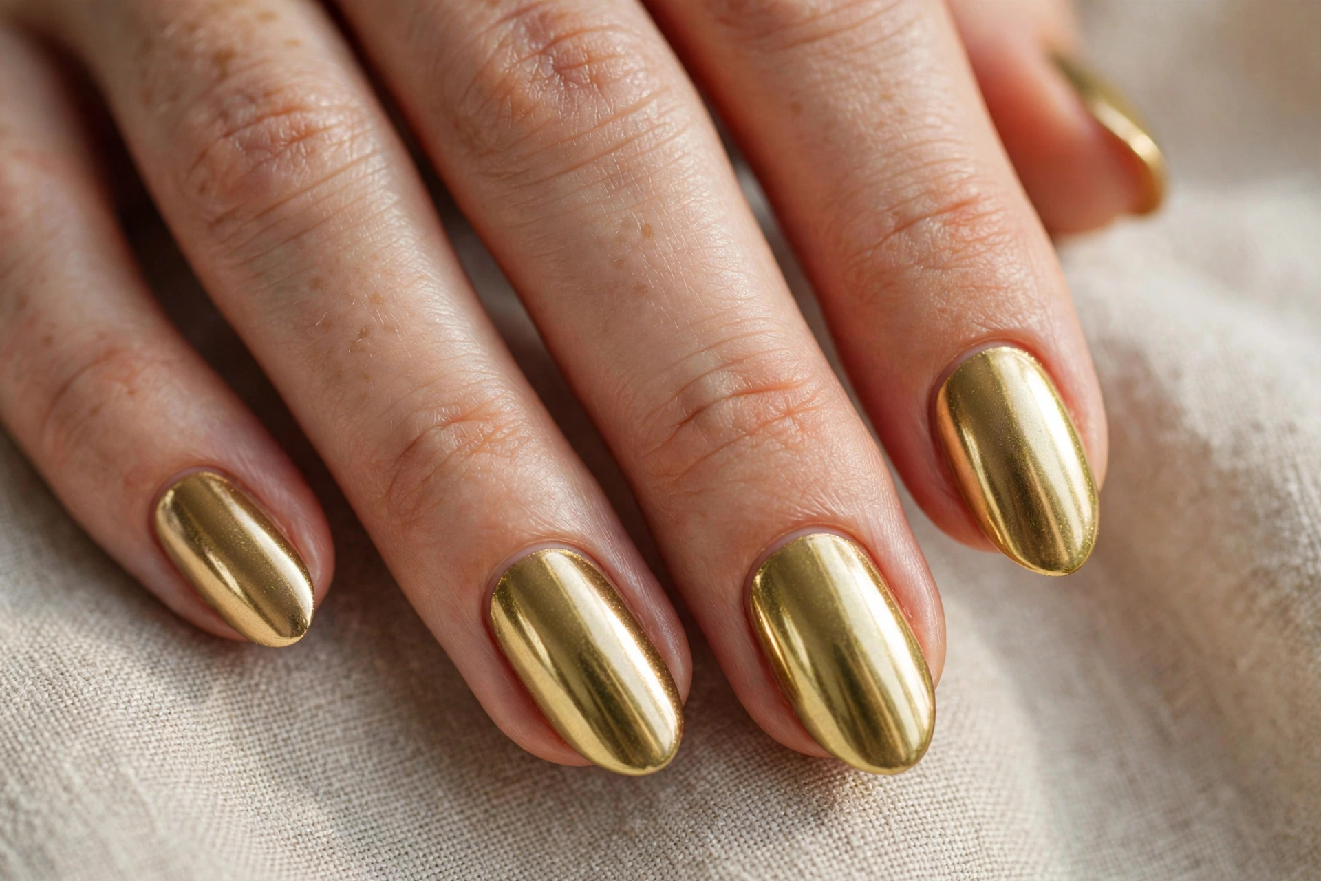 harvest gold chrome nails thanksgiving nail designs