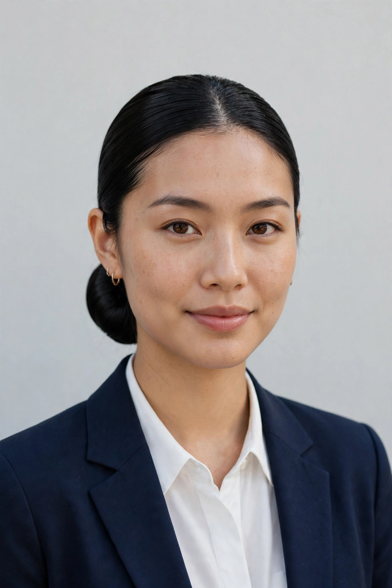 Woman with a sleek low bun, one of the best work hairstyles for the office