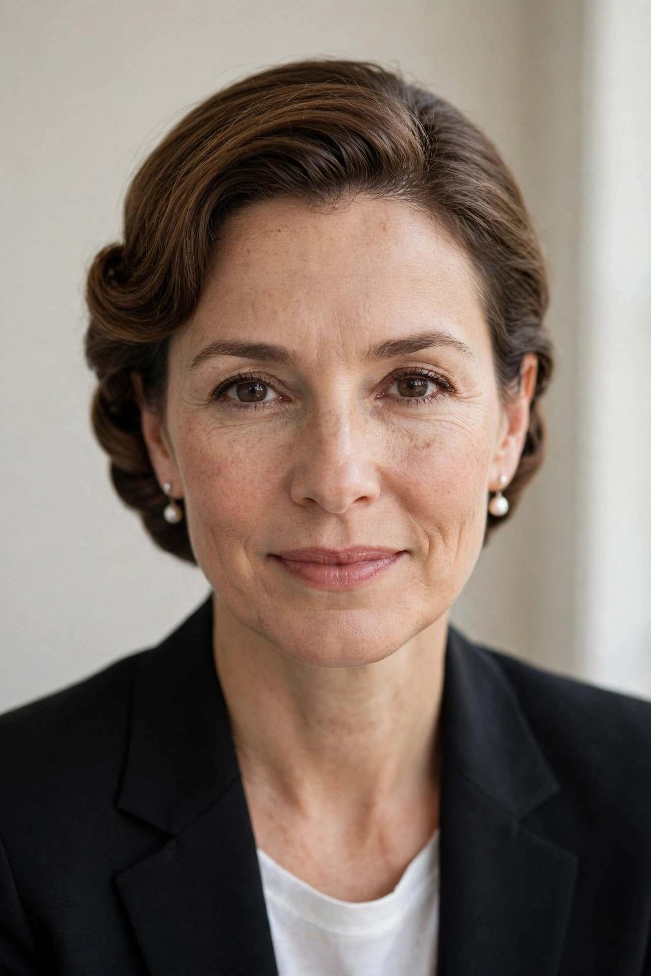 Woman with a neat French twist, a sophisticated work hairstyle